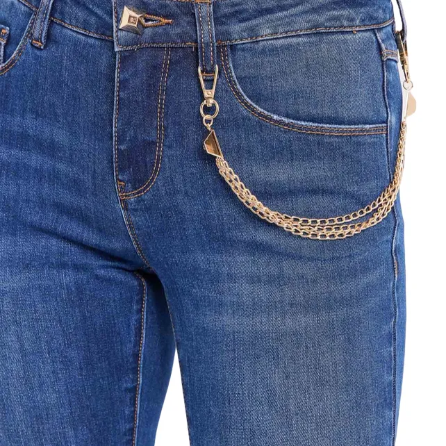 Gaud?? pantalone jeans da donna Flare cropped 411BD26011 blu medio Artist Vibe Premium Night Out Bold Look