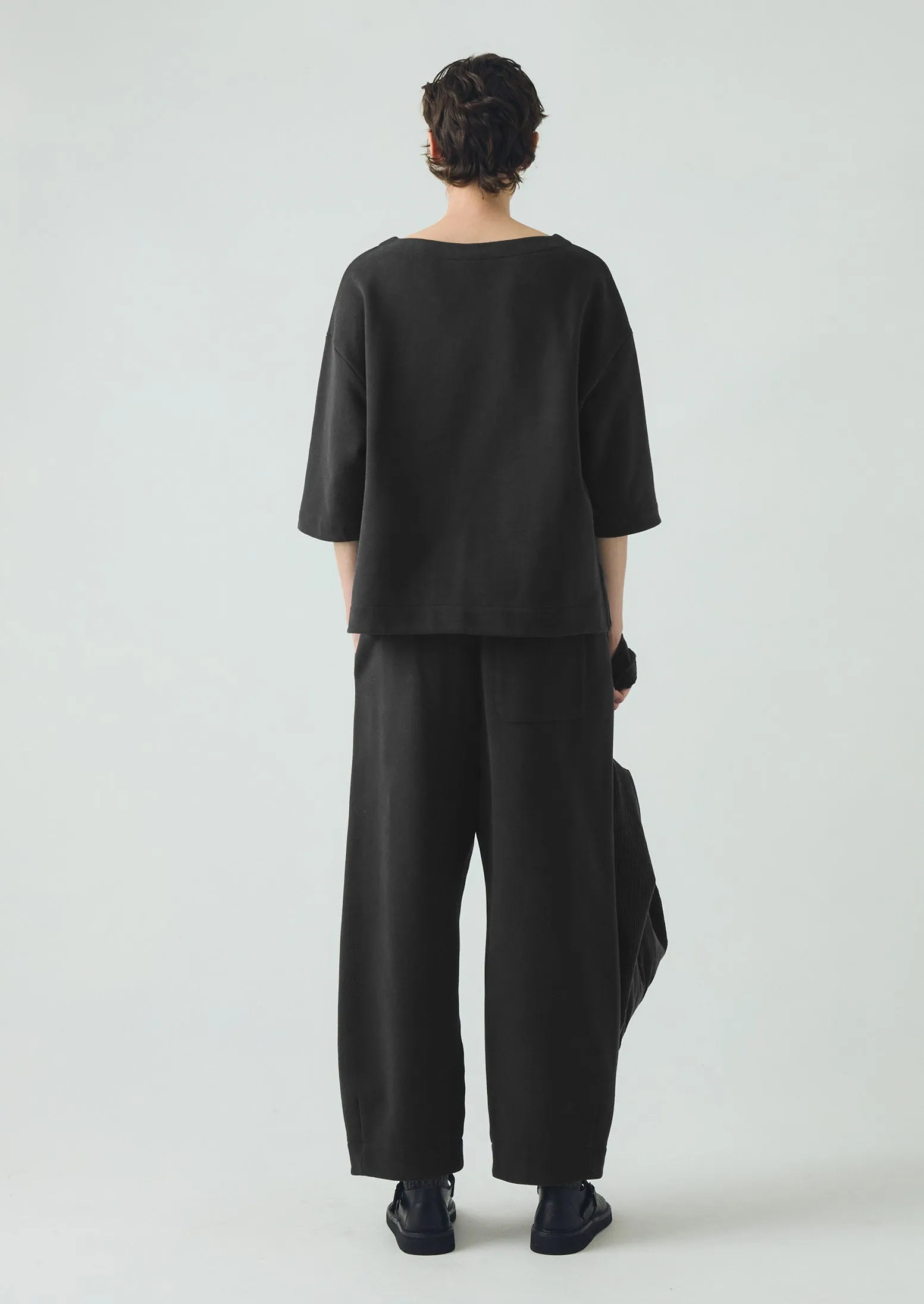 Jersey Barrel Leg Pants | Black Pepper Frayed hem