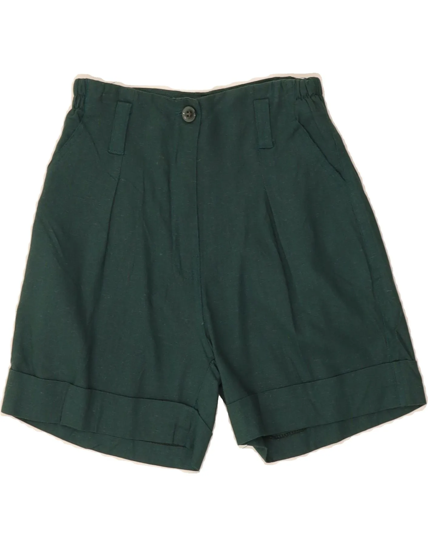 Light Coverage VINTAGE Womens Wide Leg High Waist Casual Shorts Medium W24  Green Linen
