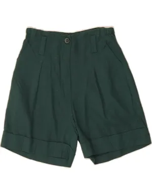 Light Coverage VINTAGE Womens Wide Leg High Waist Casual Shorts Medium W24  Green Linen