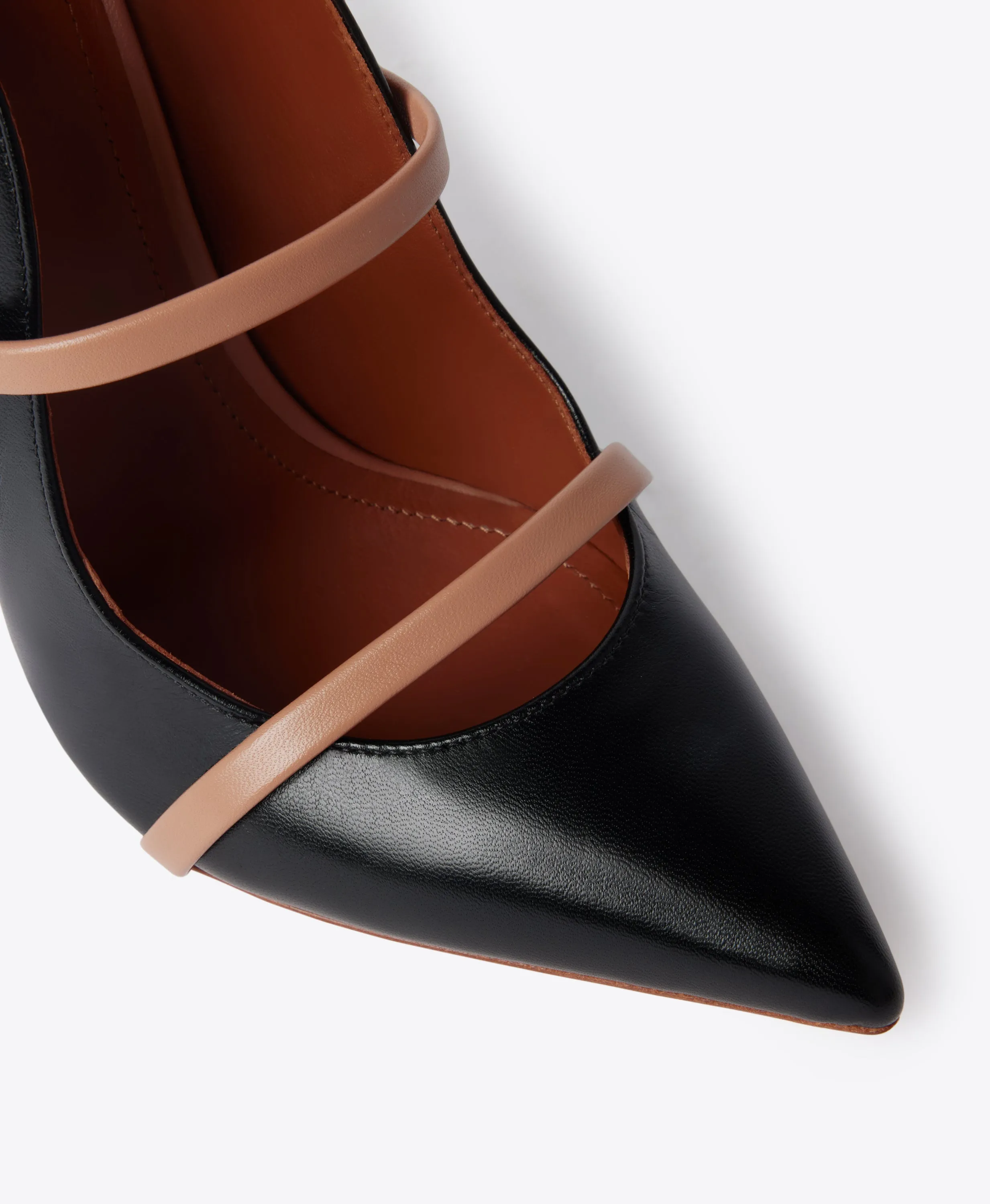 Maureen 100 Black & Blush Leather Pumps Nude Heels Modern Look