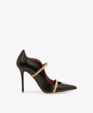 Glam Heeled Sandals Luxury Mood Maureen 100 Black & Blush Leather Pumps