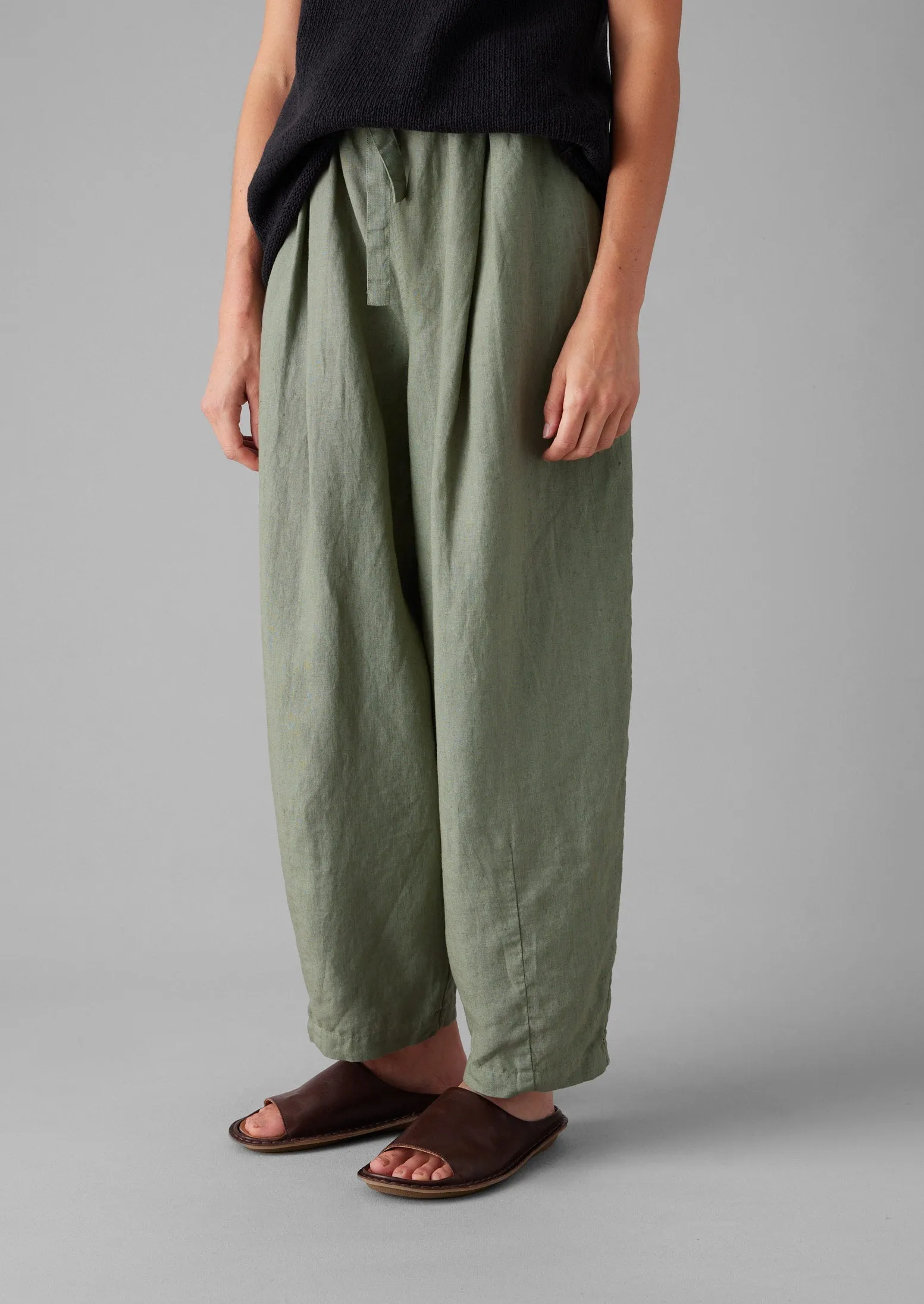 Minako Garment Dyed Linen Pants | Light Sage Comfy Feel