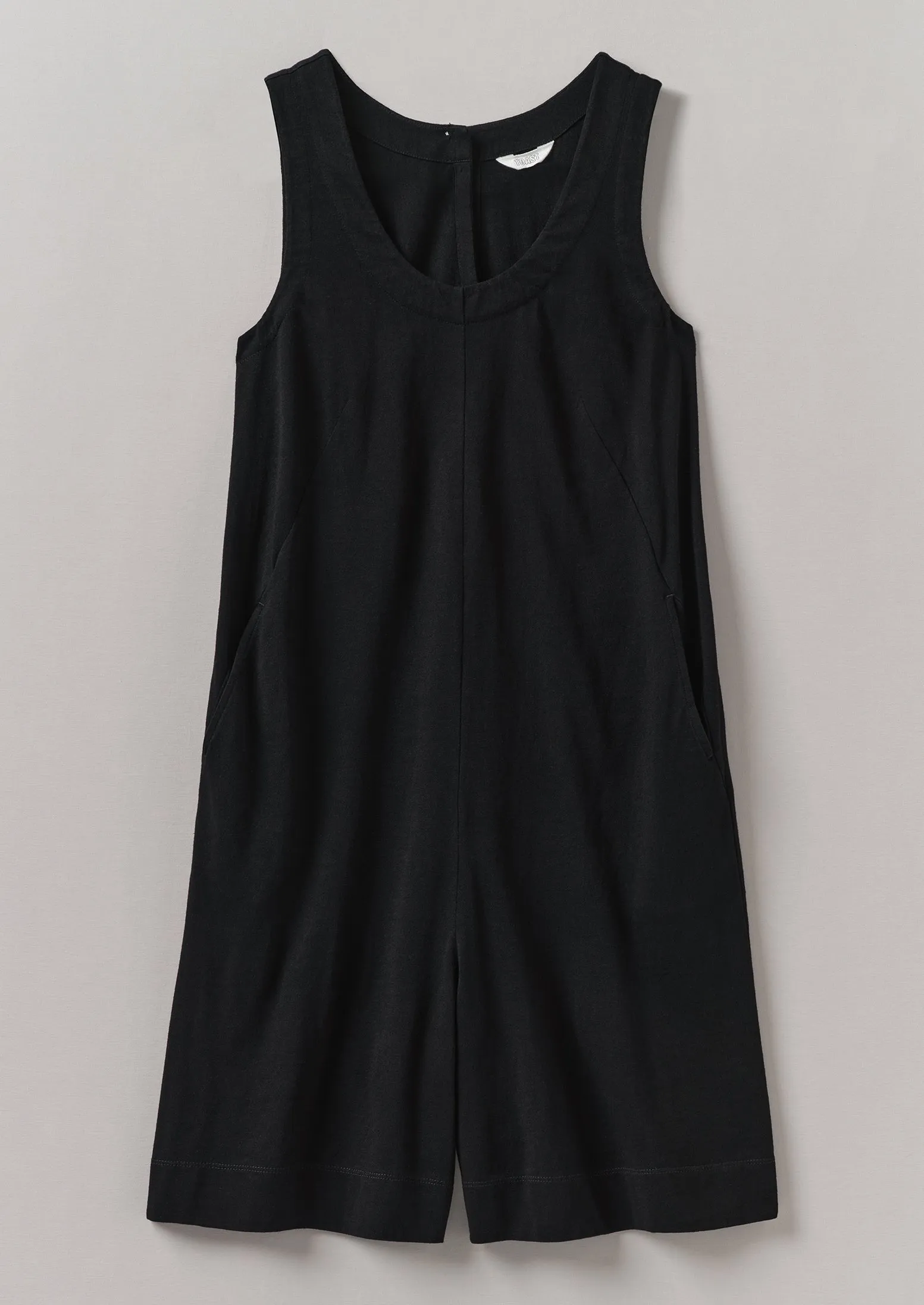 AntiStaticTreatment Organic Cotton Jersey Short Jumpsuit | Washed Black