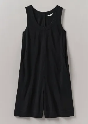 AntiStaticTreatment Organic Cotton Jersey Short Jumpsuit | Washed Black