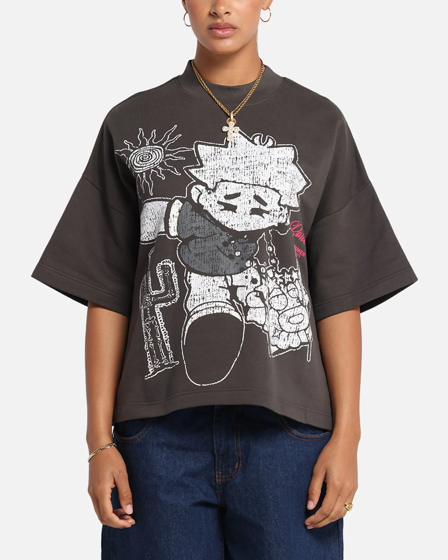 Cozy Design spring fashion Loiter Palm Spring Box T-Shirt Charcoal