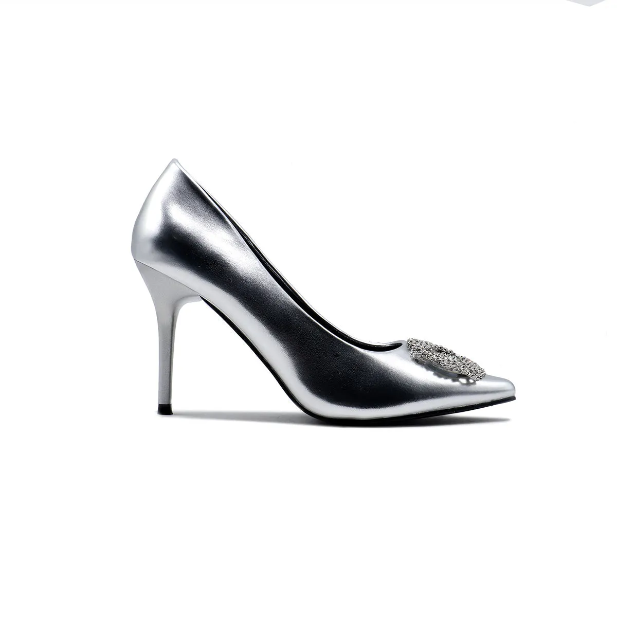 Silver Formal Court Shoes L00850011 Chic Party Heels Comfortable Day Pumps