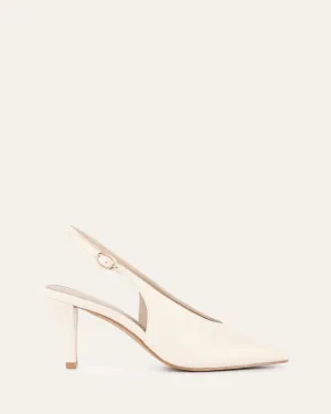 JUSTINE MID HEEL OFF WHITE LEATHER Night Out