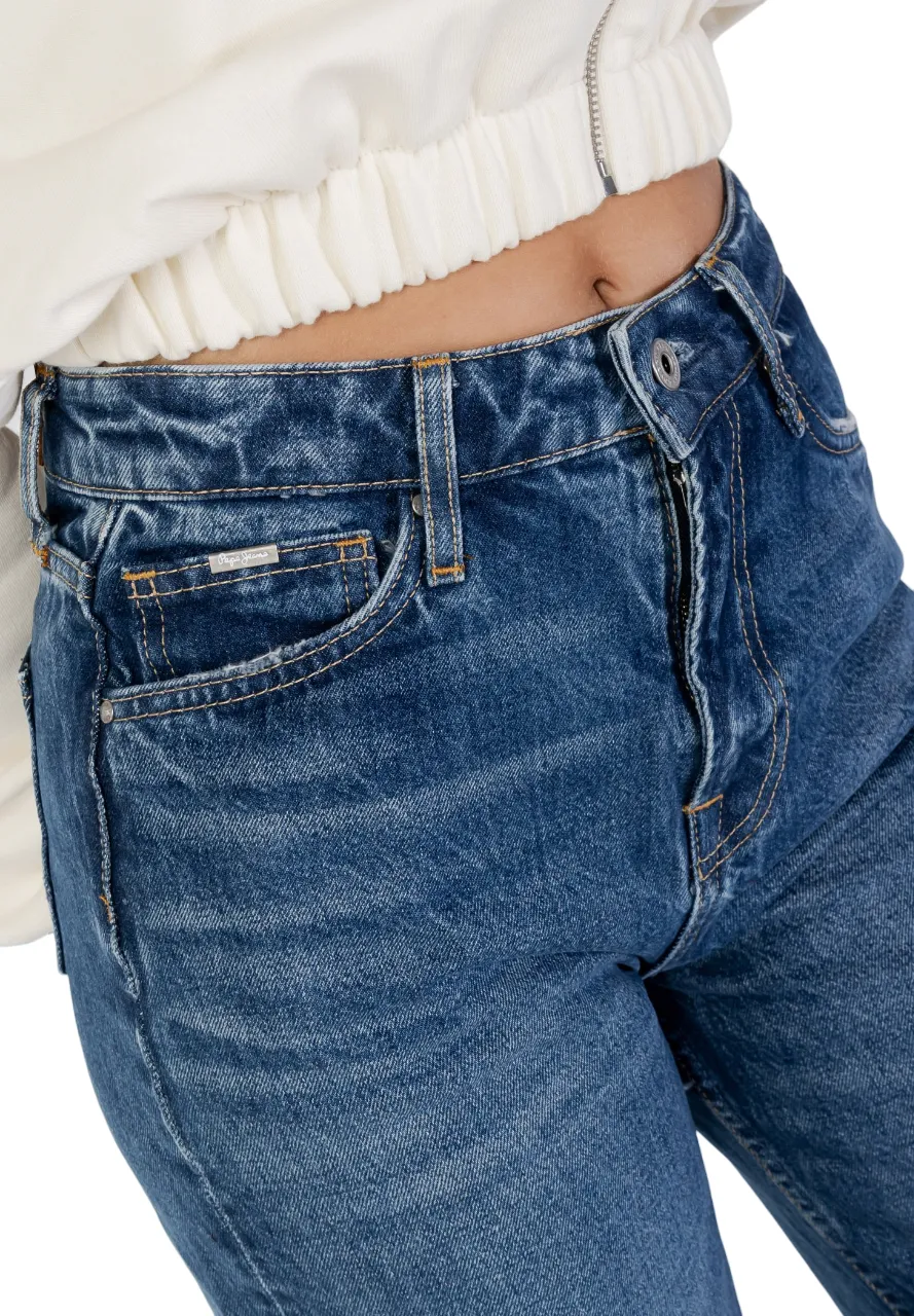 Pepe Jeans Pantalone Jeans da donna larghi a zampa e vita alta Lexa Sky High PL204162RR5 blu Multi Pocket Design Breathable fabric technology