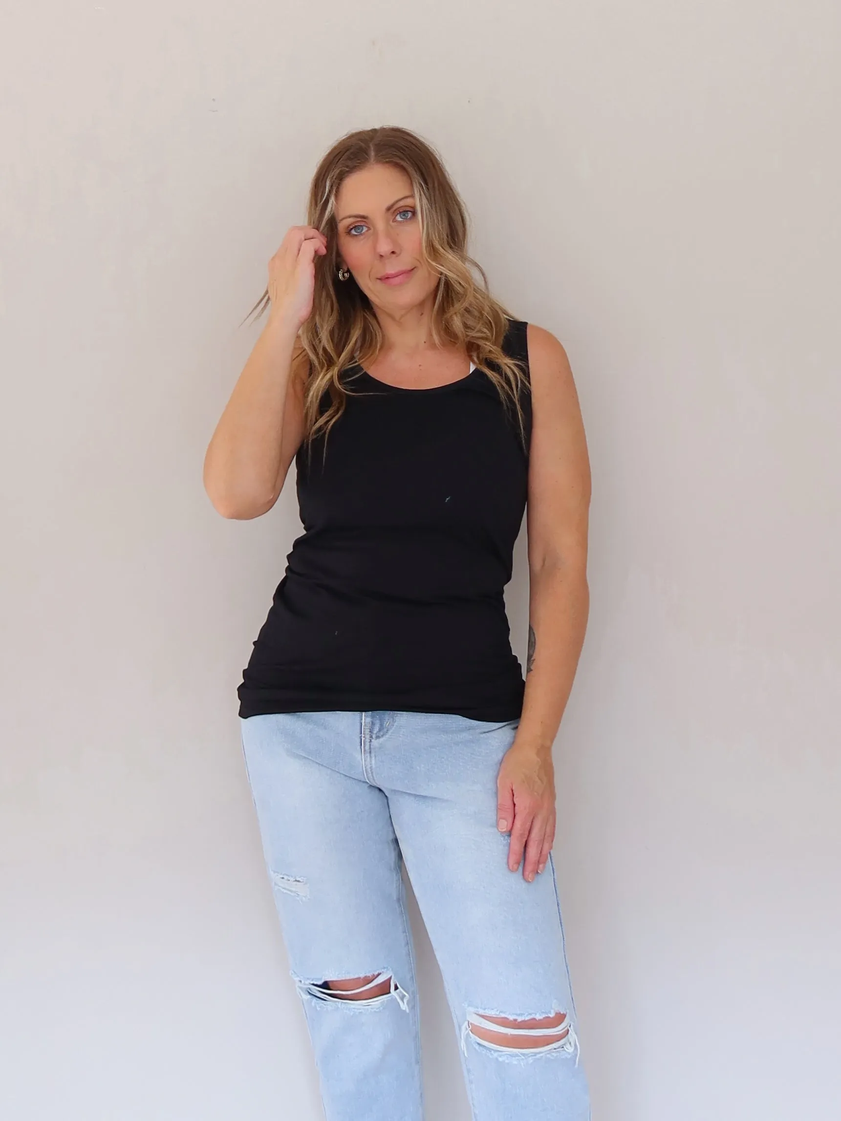 Logan Singlet - Black Durable Stitching