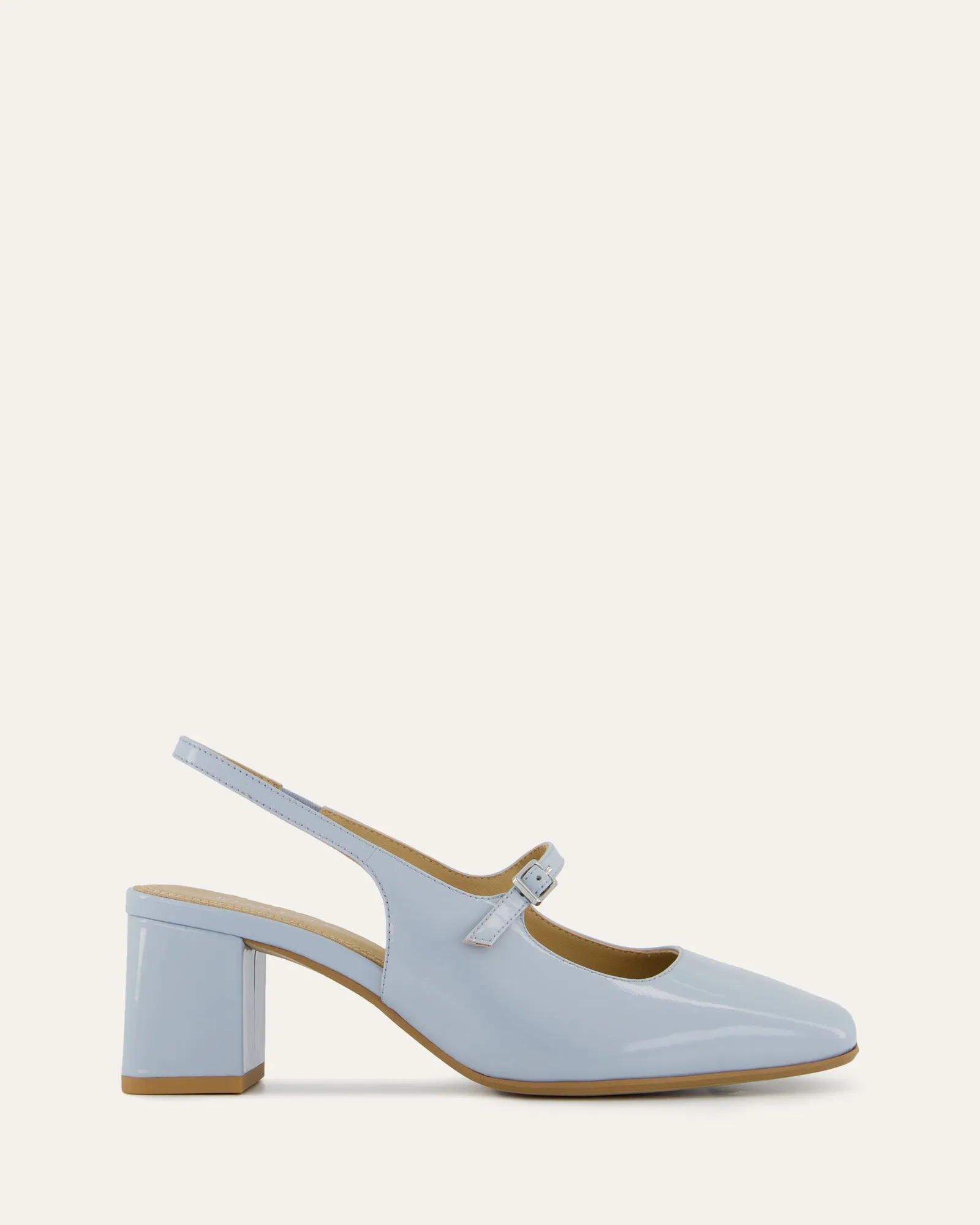 Luxury Footwear for Men PEGGY LOW HEELS MIST BLUE PATENT