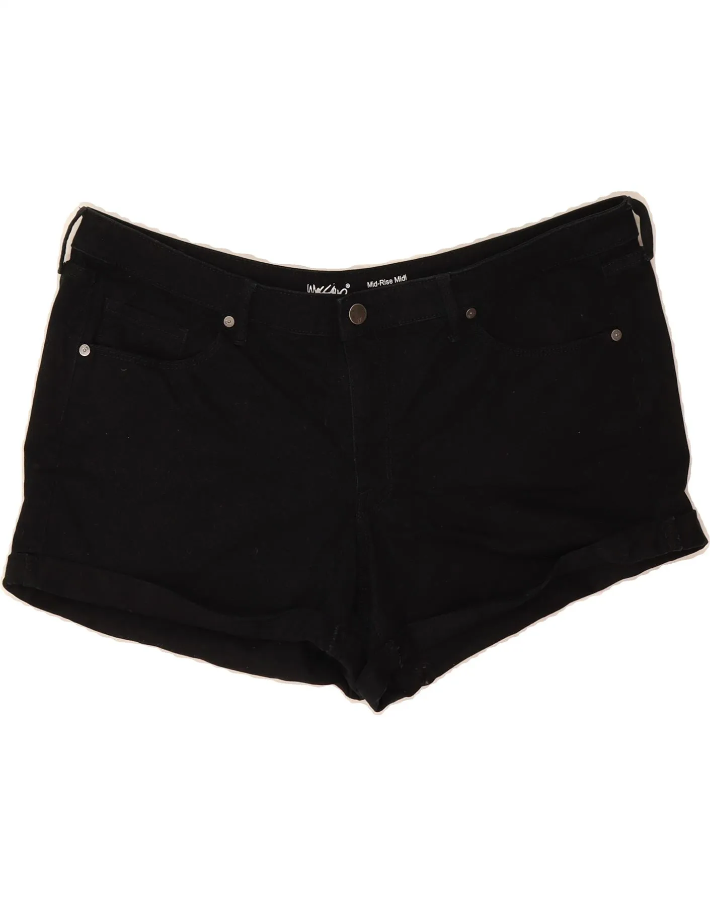 hat MOSSIMO Womens Mid Rise Denim Hot Pants US 18 2XL W40  Black Cotton