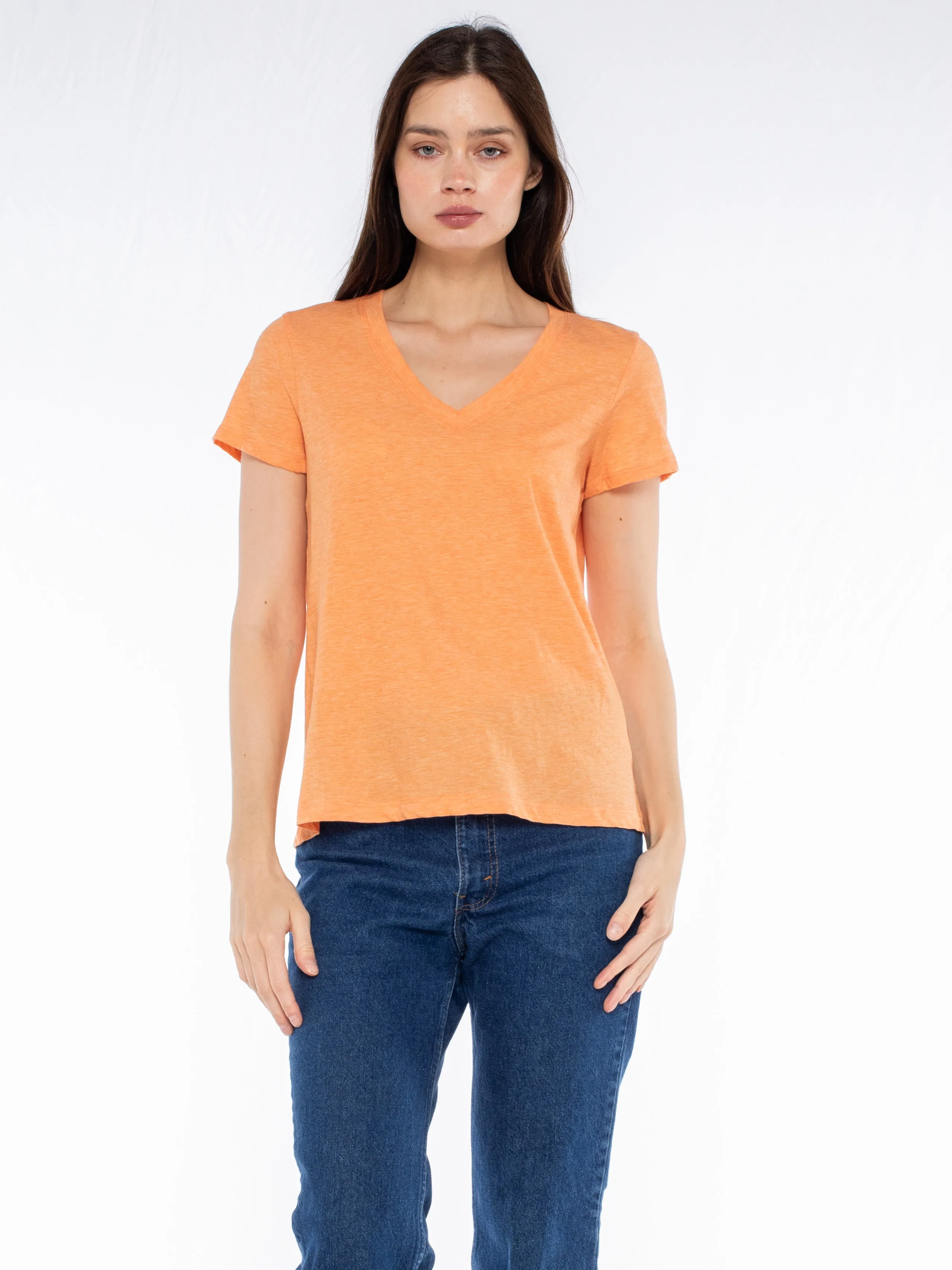 Fade Resistant Coating Deep V-Neck Baby Fit Tee
