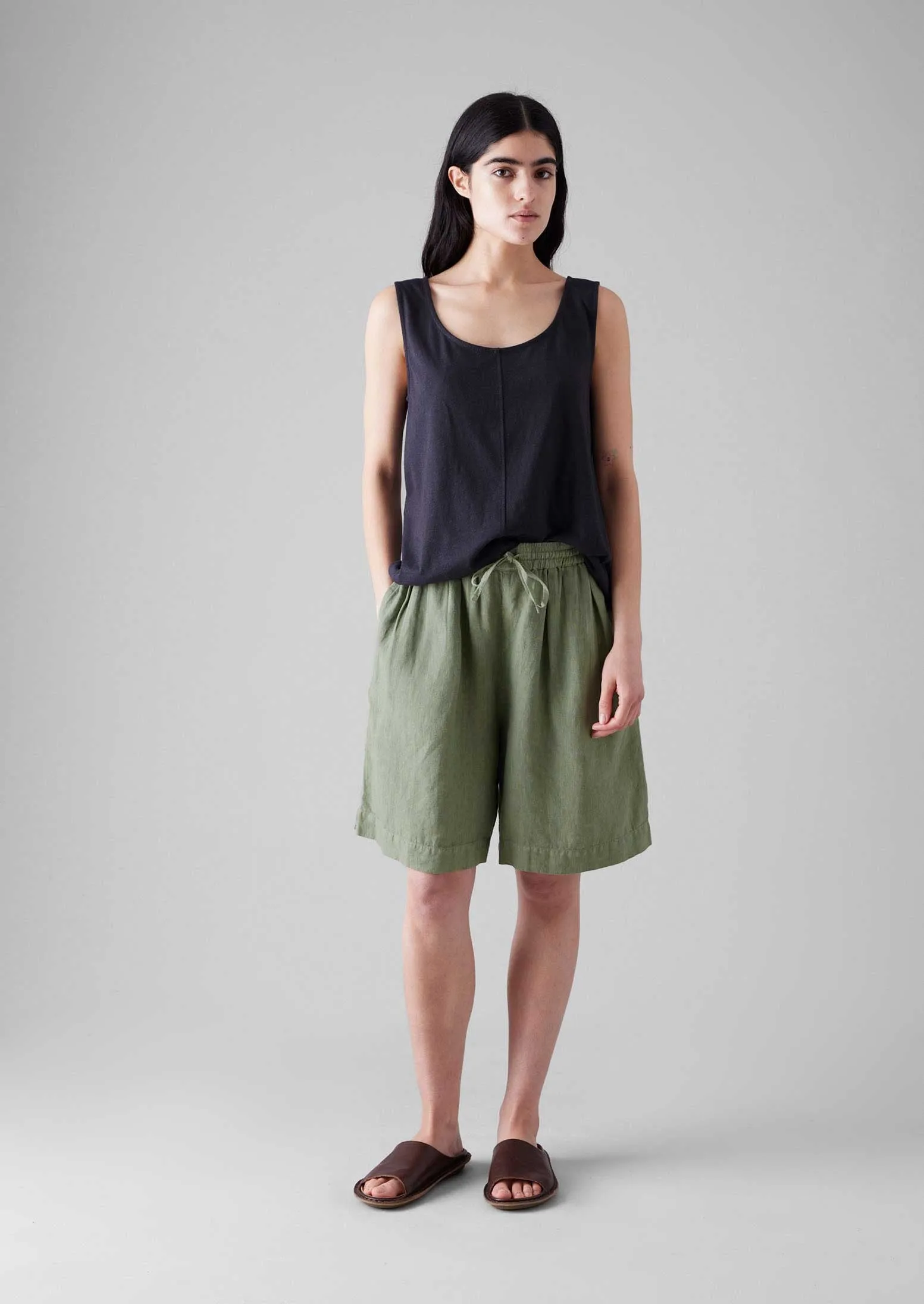 Soft Structure Garment Dyed Drawstring Shorts | Light Sage