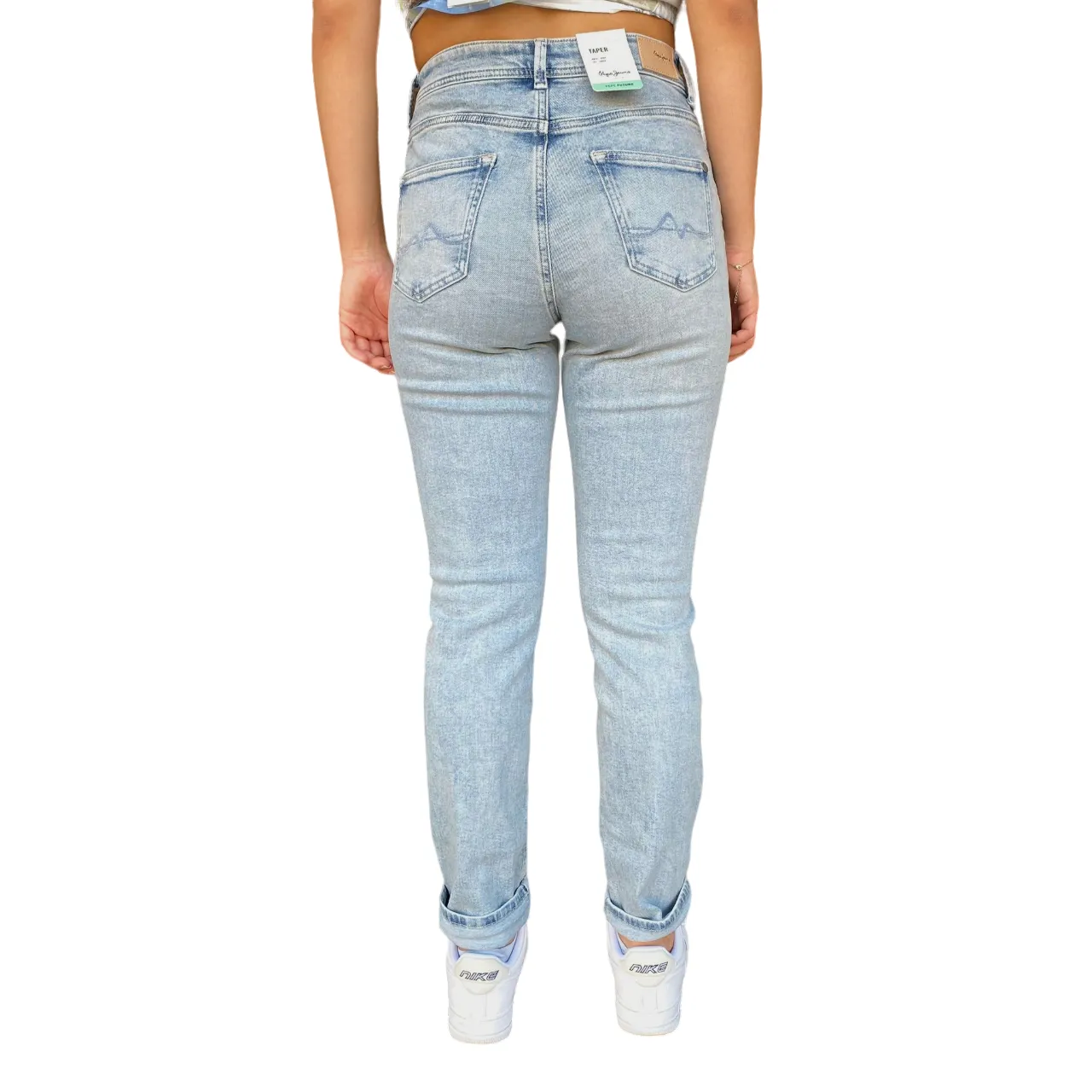 Pepe Jeans pantalone jeans da donna Tapered HW PL204591MI80 blu chiaro Essential Layer Beach Day Winter Warmth Classic