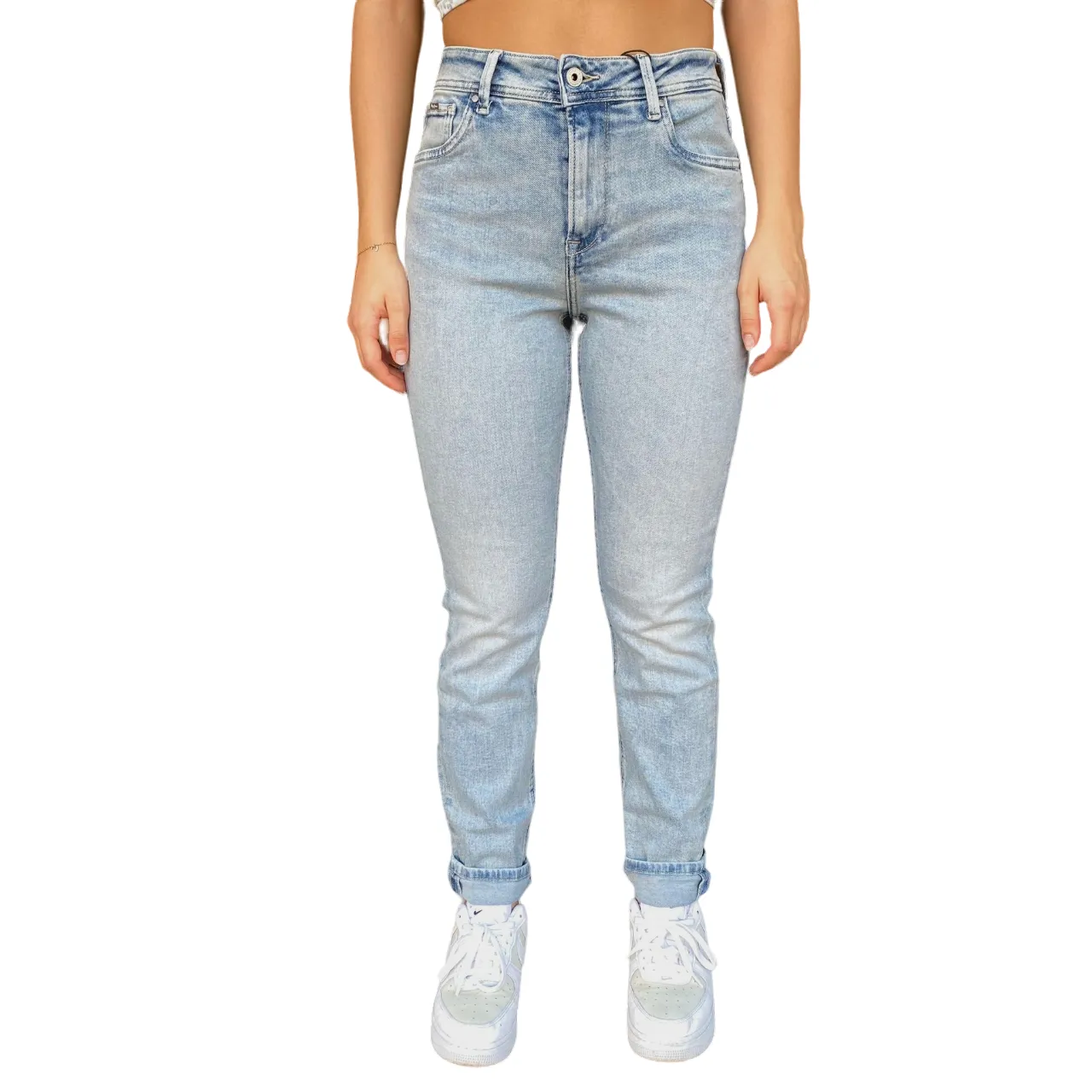 Pepe Jeans pantalone jeans da donna Tapered HW PL204591MI80 blu chiaro Outdoor Adventure Party Look Youth Style