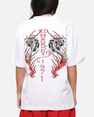 Midweight Knit Ed Hardy Flaming Cobra T-Shirt White