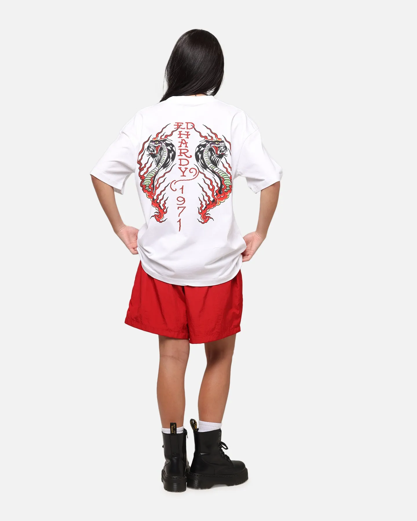 Ed Hardy Flaming Cobra T-Shirt White Gym clothing