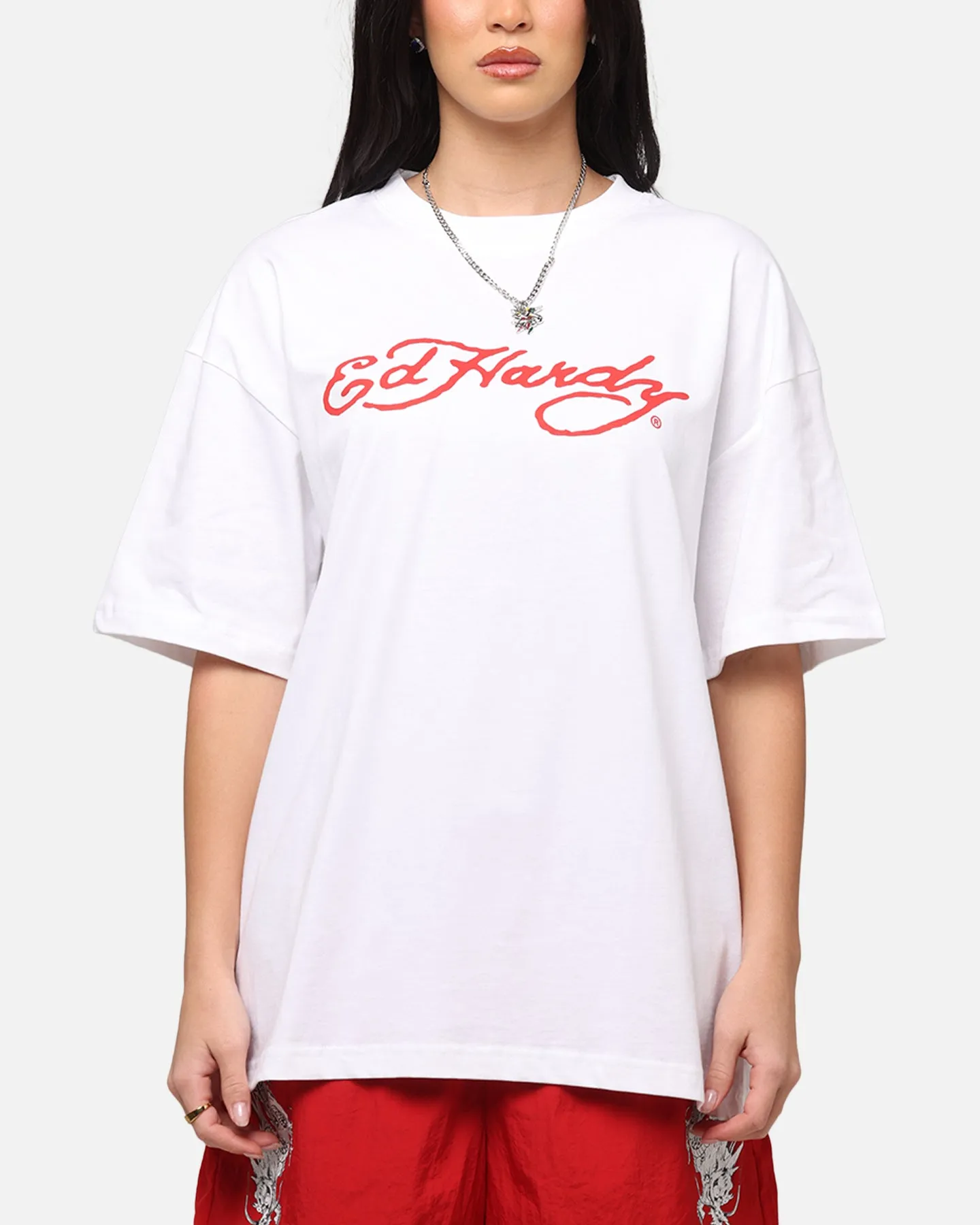 Modern Twist Stylish Details Ed Hardy Flaming Cobra T-Shirt White