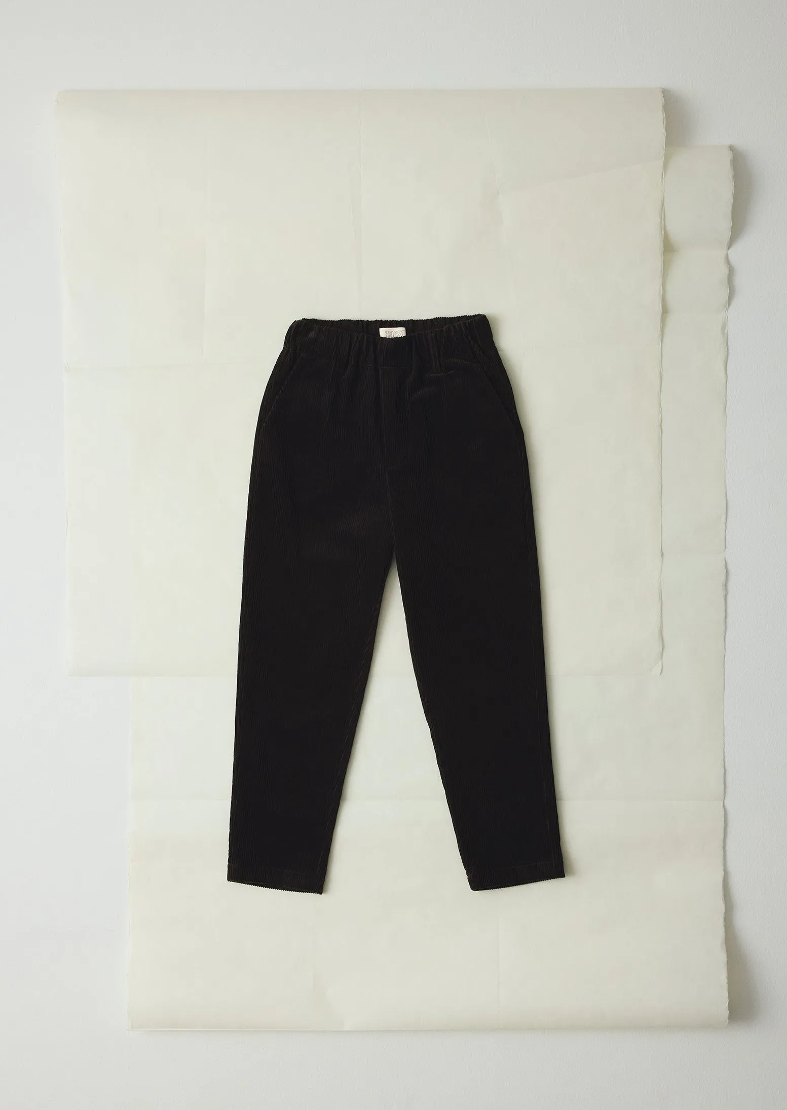 Gabi Organic Cord Pull On Pants | Anthracite elastic waistband Comfort Waist