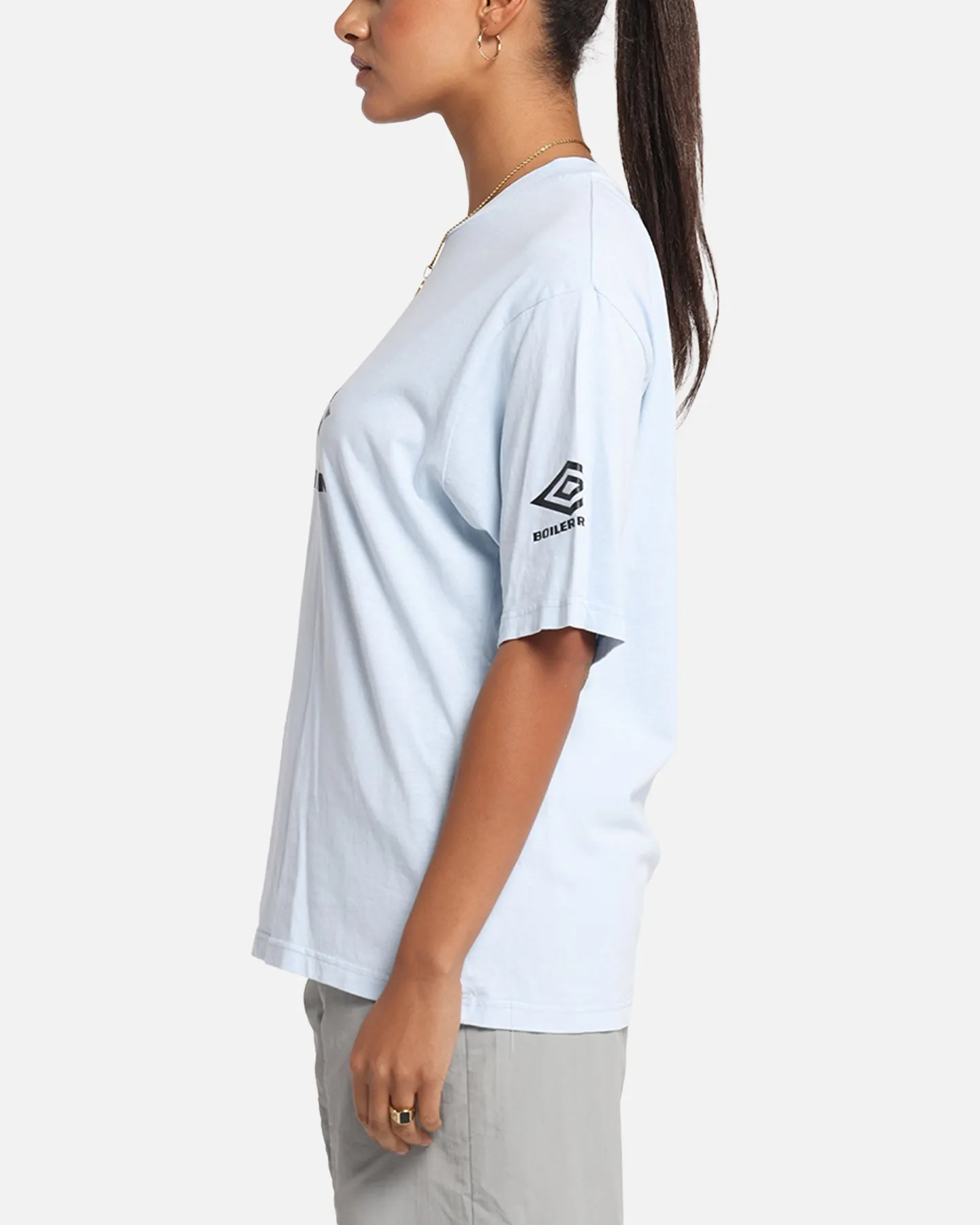 Flexible Ribbed Neckline Boiler Room X Umbro Washed T-Shirt Blue