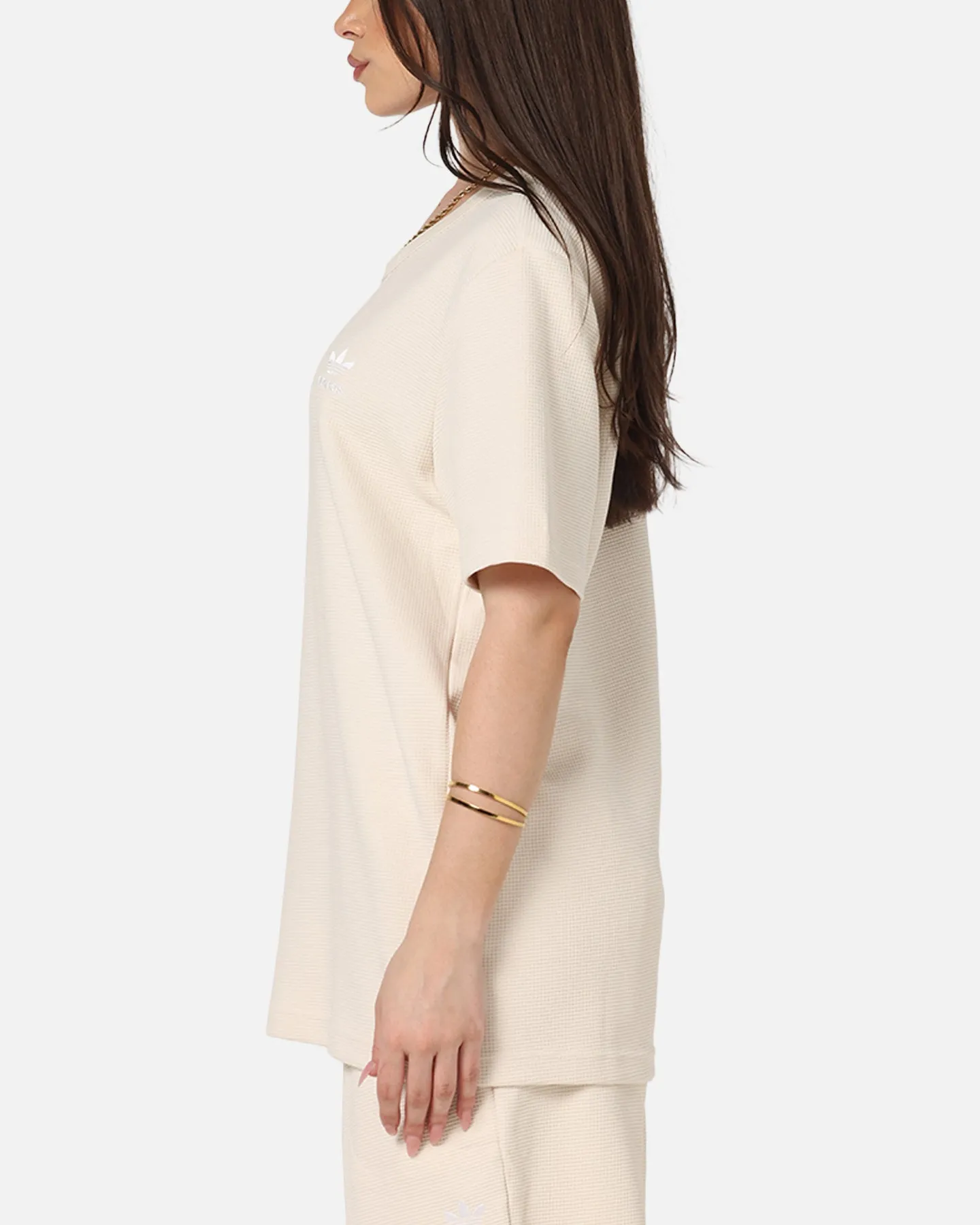 Adidas Trefoil Essentials Waffle T-Shirt Wonder White Fashion Must-Have