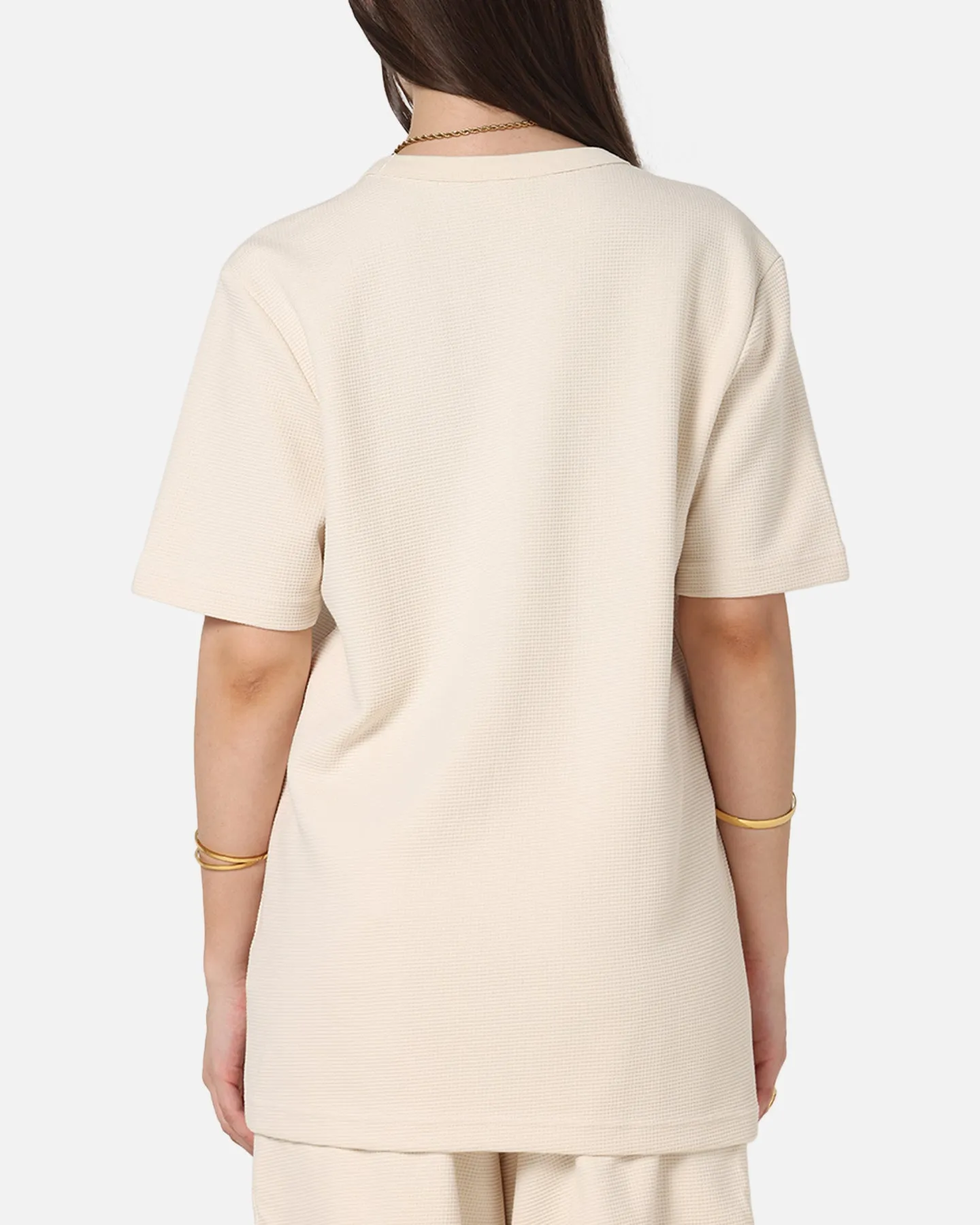 Floral Pattern Adidas Trefoil Essentials Waffle T-Shirt Wonder White