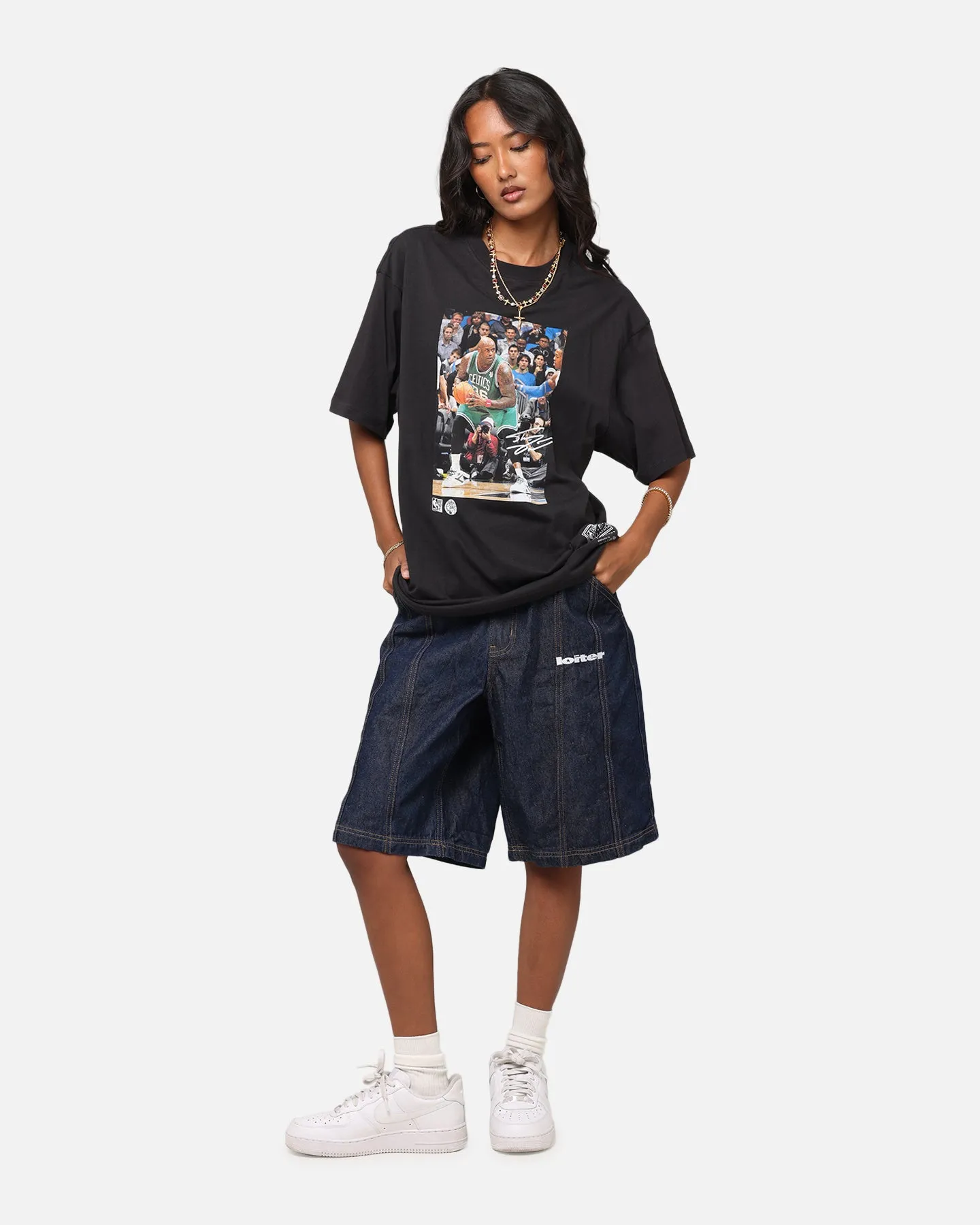 Mitchell & Ness Boston Celtics Shaquille O'Neal Dunk 'Luck of the Irish' T-Shirt Faded Black Elegant and Relaxed