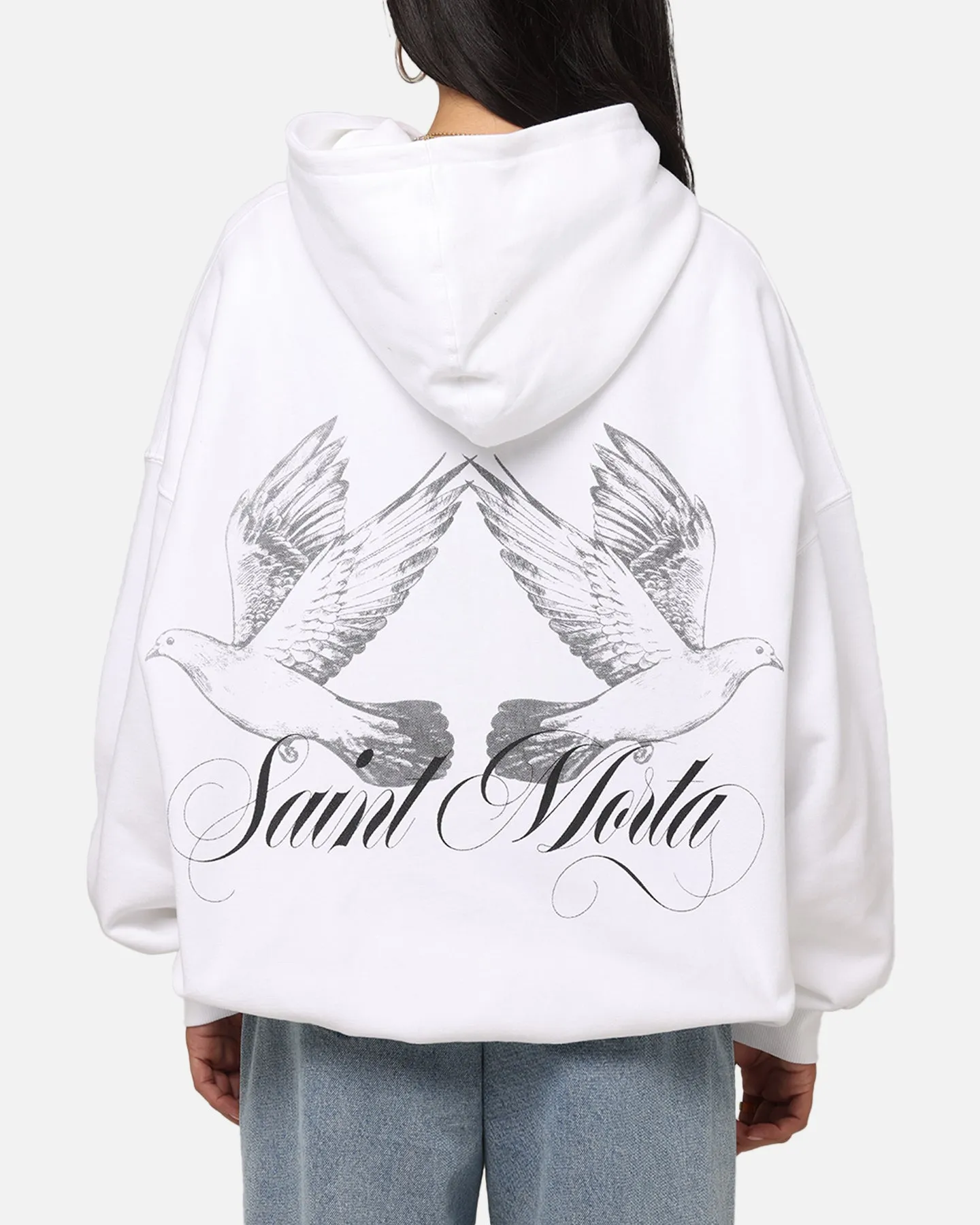 Saint Morta Doves Boxy Hoodie White Affordable Urban Spirit