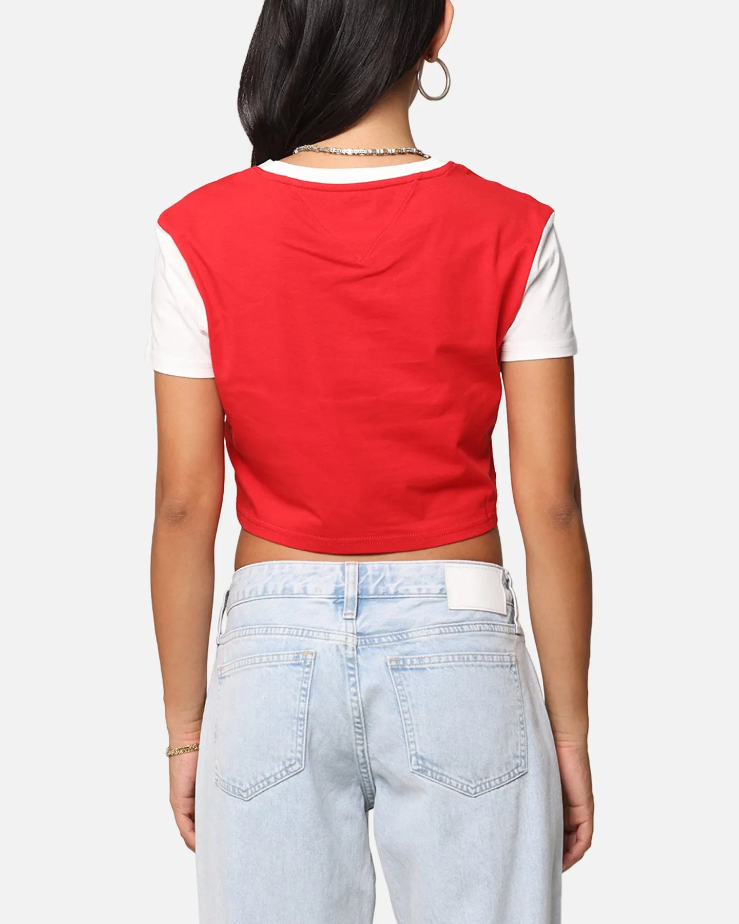 Chic Vibe Recycled Polyester Thread Tommy Jeans Women's Regular Crop Varsity T-Shirt Red Hot
