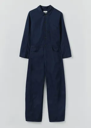 Anti Pilling Textile Adjustable Fit Half Placket Cotton Twill Jumpsuit | Indigo