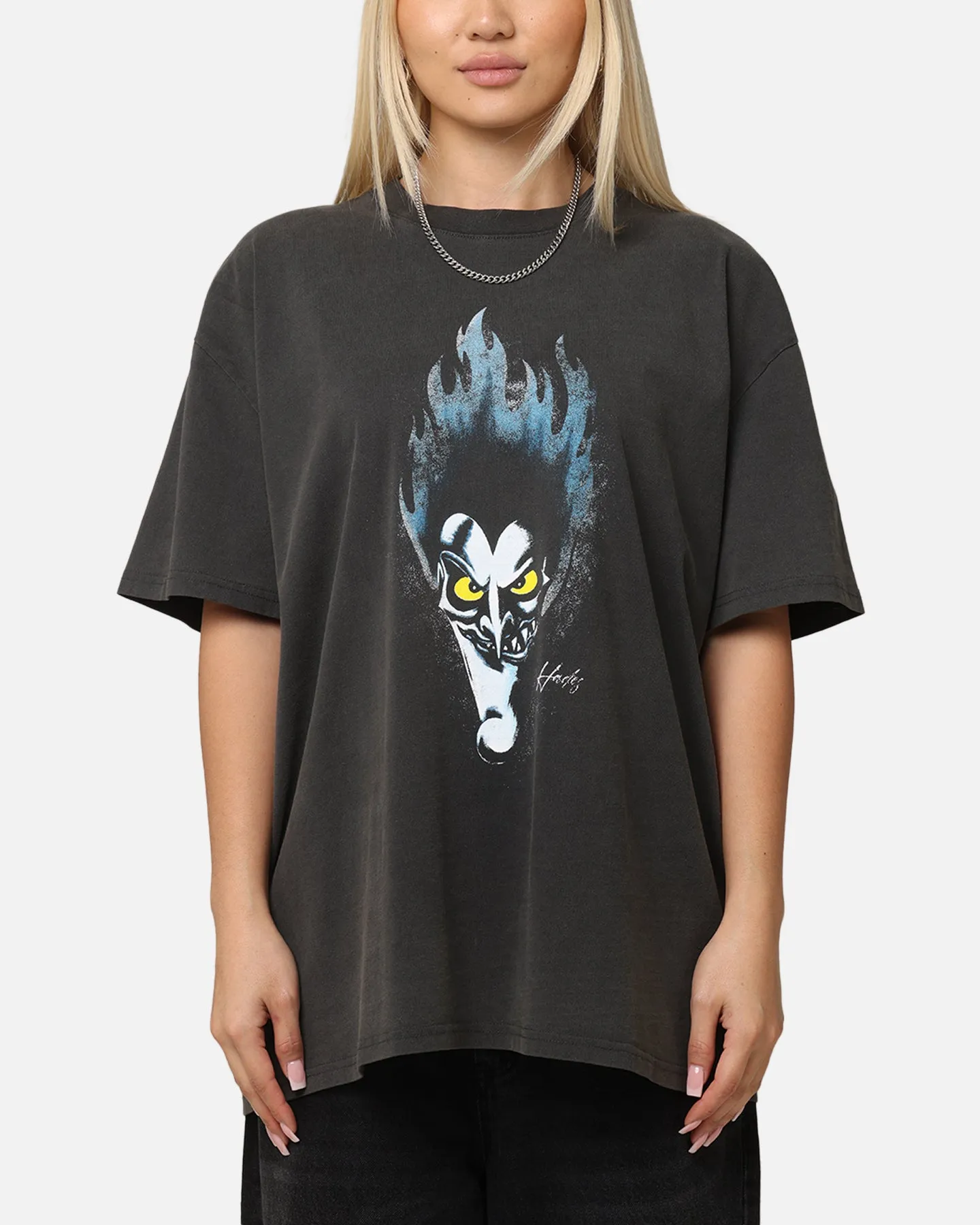 American Thrift Disney Hercules Hades Heavy T-Shirt Black Wash Comfortable Weave Layering Comfort Wear