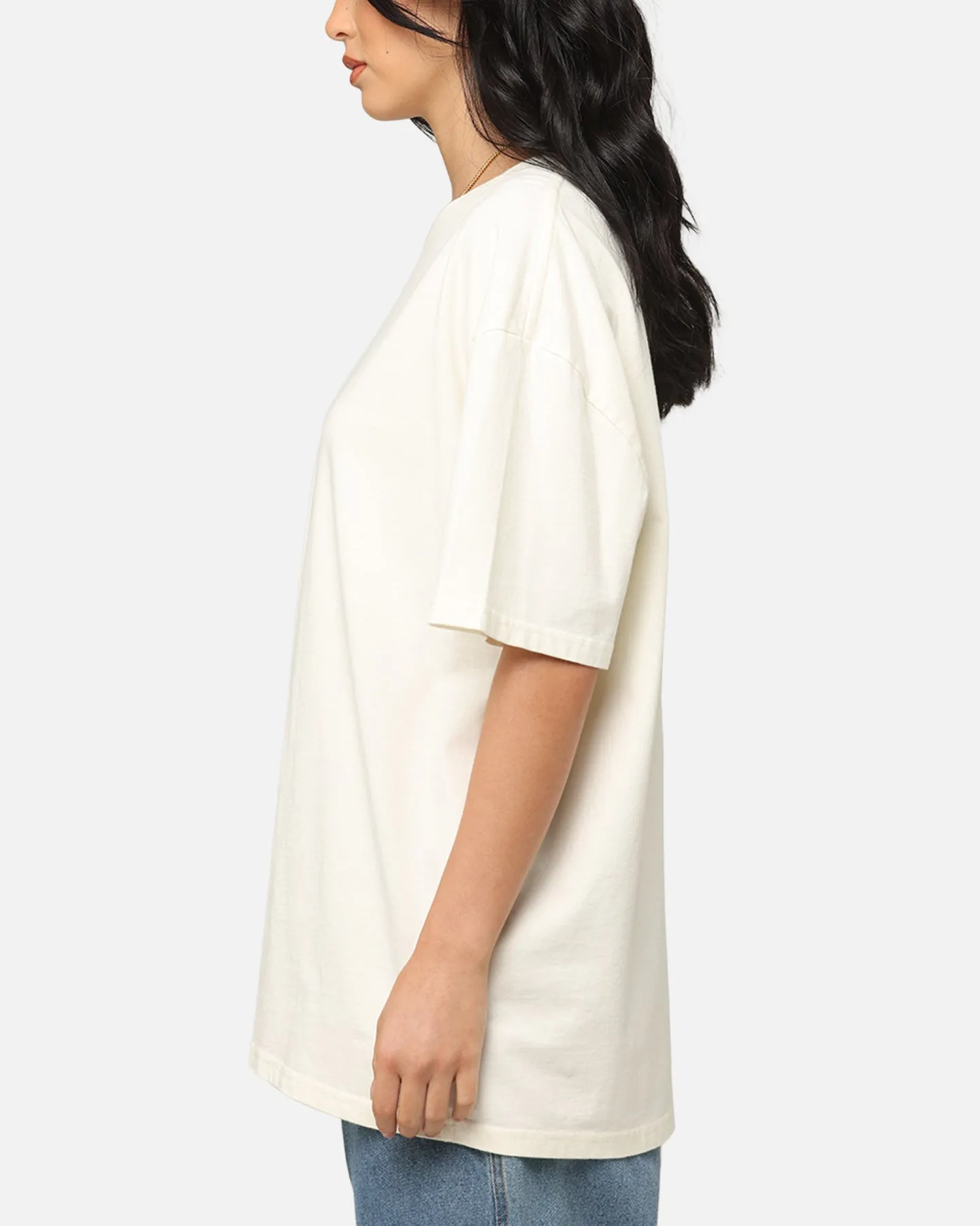 Culture Kings Boxy T-Shirt Off White Eco Friendly Dye Ribbed collar