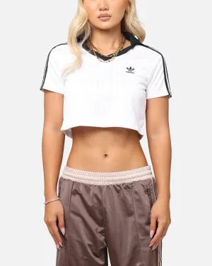 Layering Comfort Wear Adidas Women's Jacquard Crop Polo Shirt White
