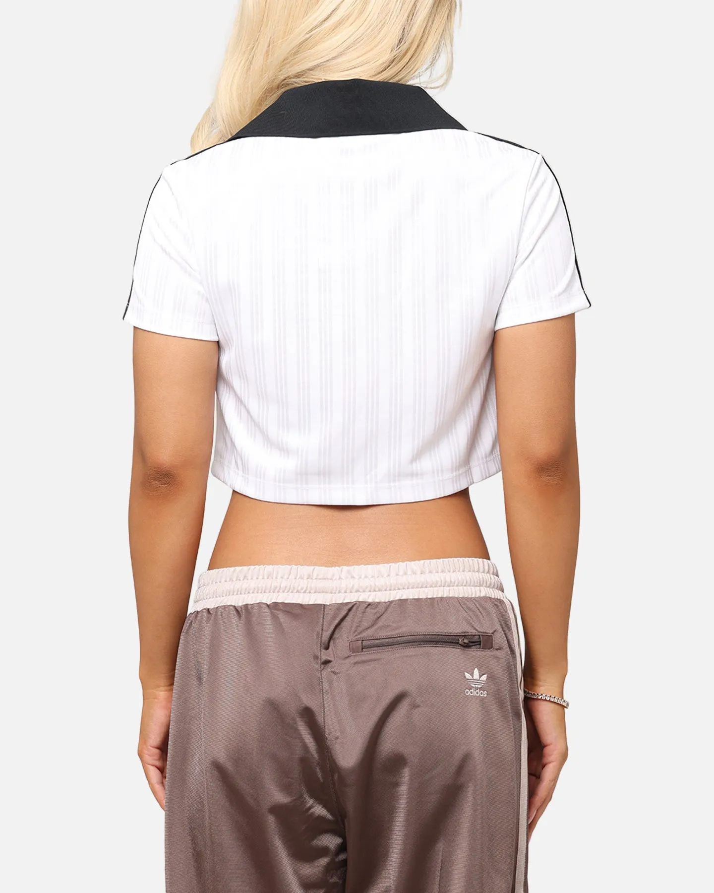 Soft touch finish Adidas Women's Jacquard Crop Polo Shirt White