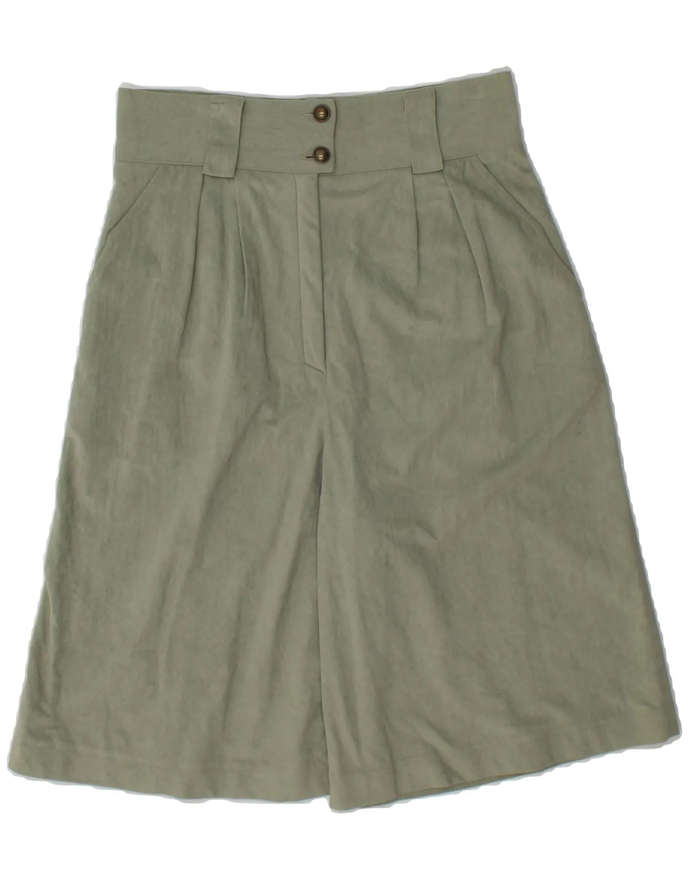 VINTAGE Womens High Waist Pegged Bermuda Shorts IT 44 Medium W28  Green Multi Pocket Design