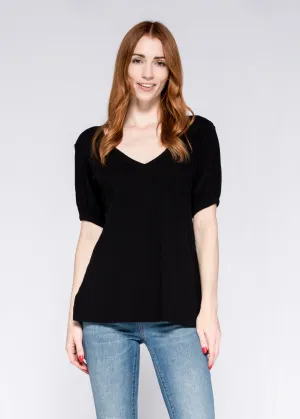 Sexy Open Deep V Femme Soft Elbow Sleeve Scoop neck femininity Casual Elegance
