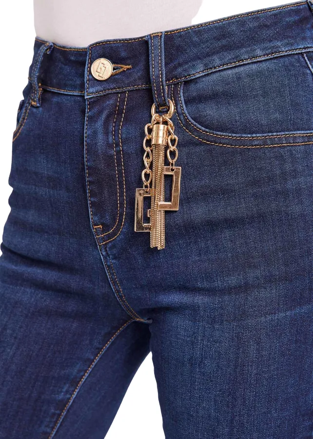 Gaud?? pantalone jeans da donna a zampa Flaire Cropped Frida 411BD26035 blu medio Street Smart Work Meeting Relaxed Style