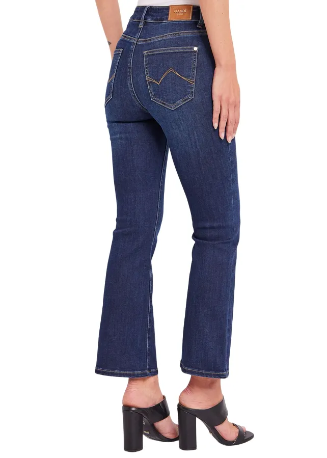 Gaud?? pantalone jeans da donna a zampa Flaire Cropped Frida 411BD26035 blu medio Travel Outfit Professional Wear Style Daily