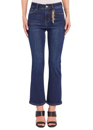 clean look Gaud?? pantalone jeans da donna a zampa Flaire Cropped Frida 411BD26035 blu medio