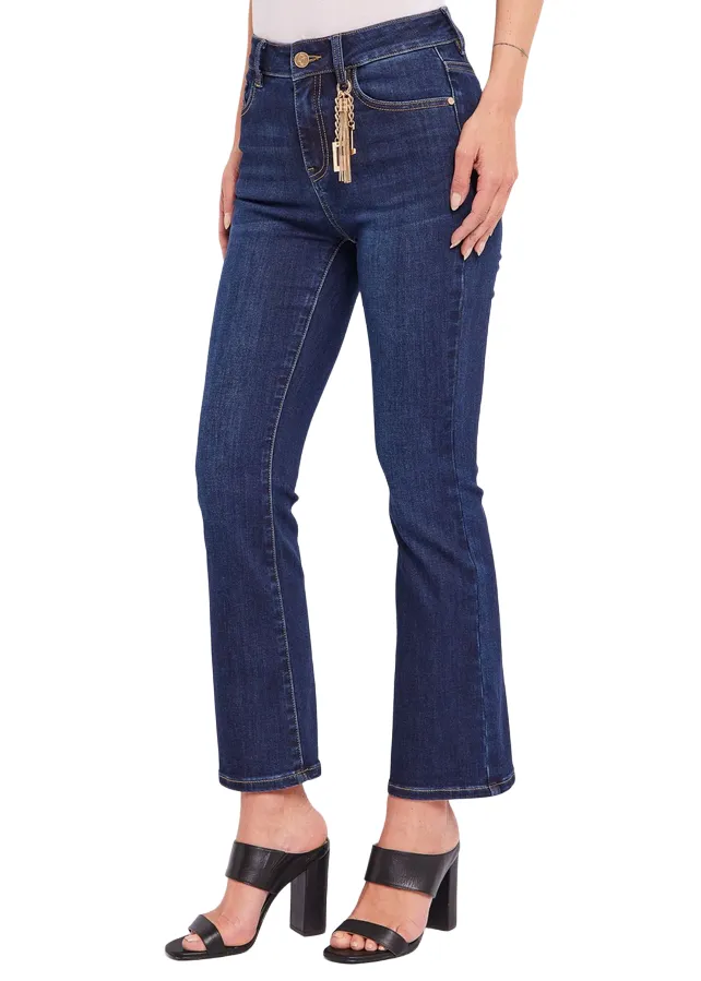 Gaud?? pantalone jeans da donna a zampa Flaire Cropped Frida 411BD26035 blu medio Parent Style Family Style