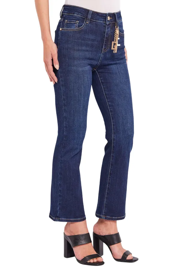 Gaud?? pantalone jeans da donna a zampa Flaire Cropped Frida 411BD26035 blu medio All Round Fit