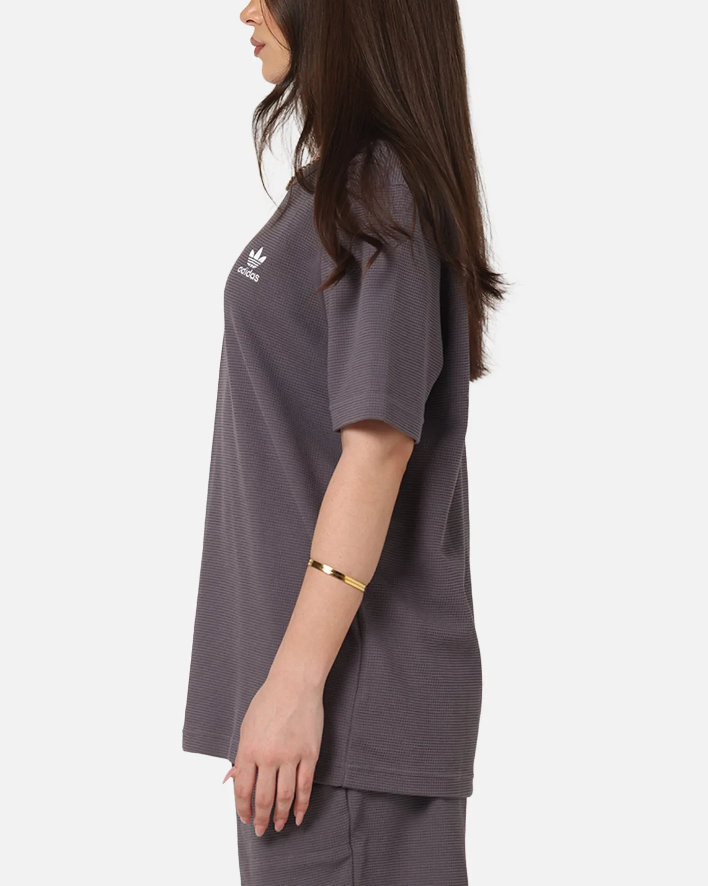 Adidas Trefoil Essentials Waffle T-Shirt Grey Strata Simple and Cozy