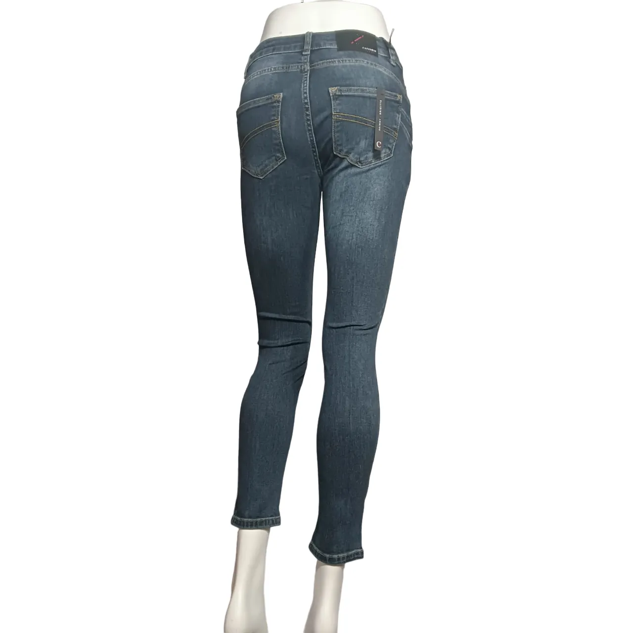Organic Cotton Material Caf??Noir pantalone jeans da donna Denim Skinny c7 JJ1017 B008 blu medio scuro