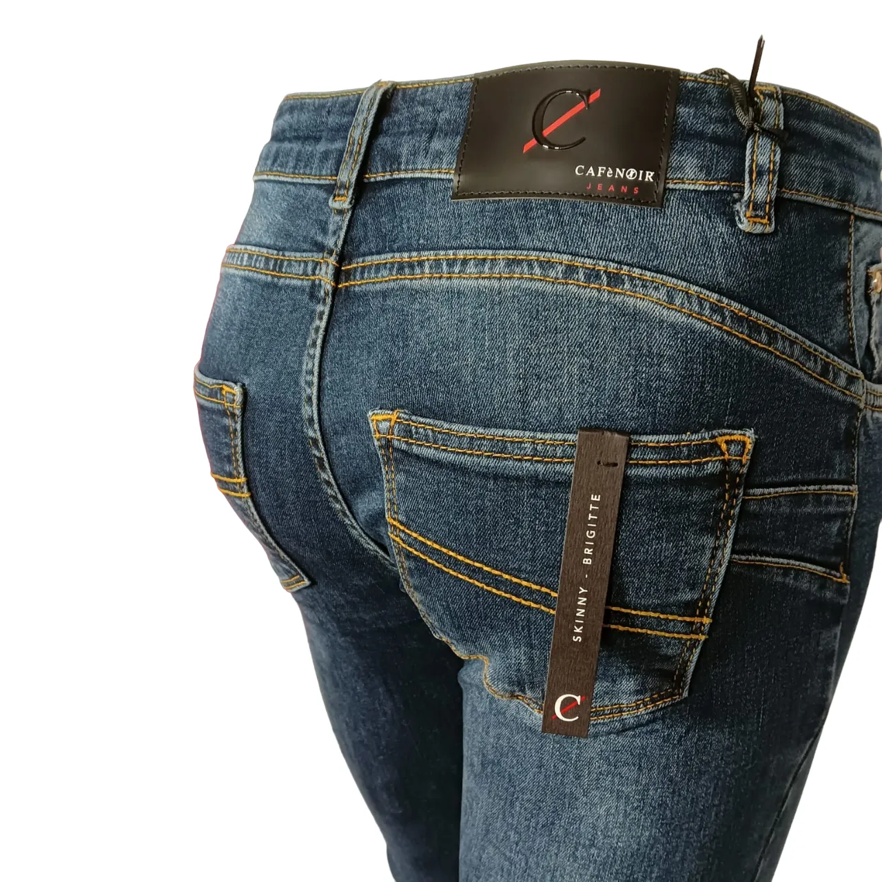 Caf??Noir pantalone jeans da donna Denim Skinny c7 JJ1017 B008 blu medio scuro General Fit