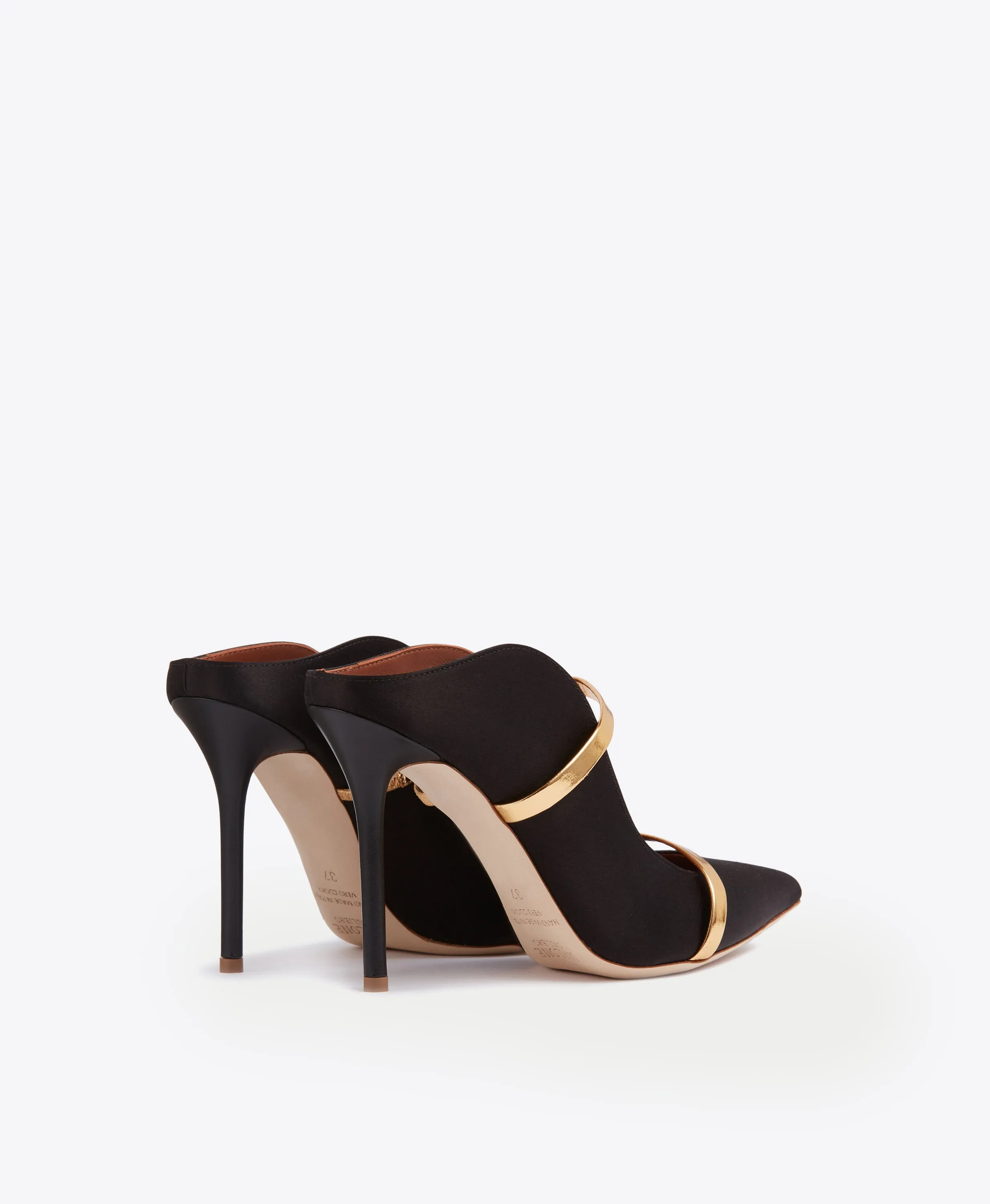 Classy Choice Maureen 100 Black & Gold Satin Mules