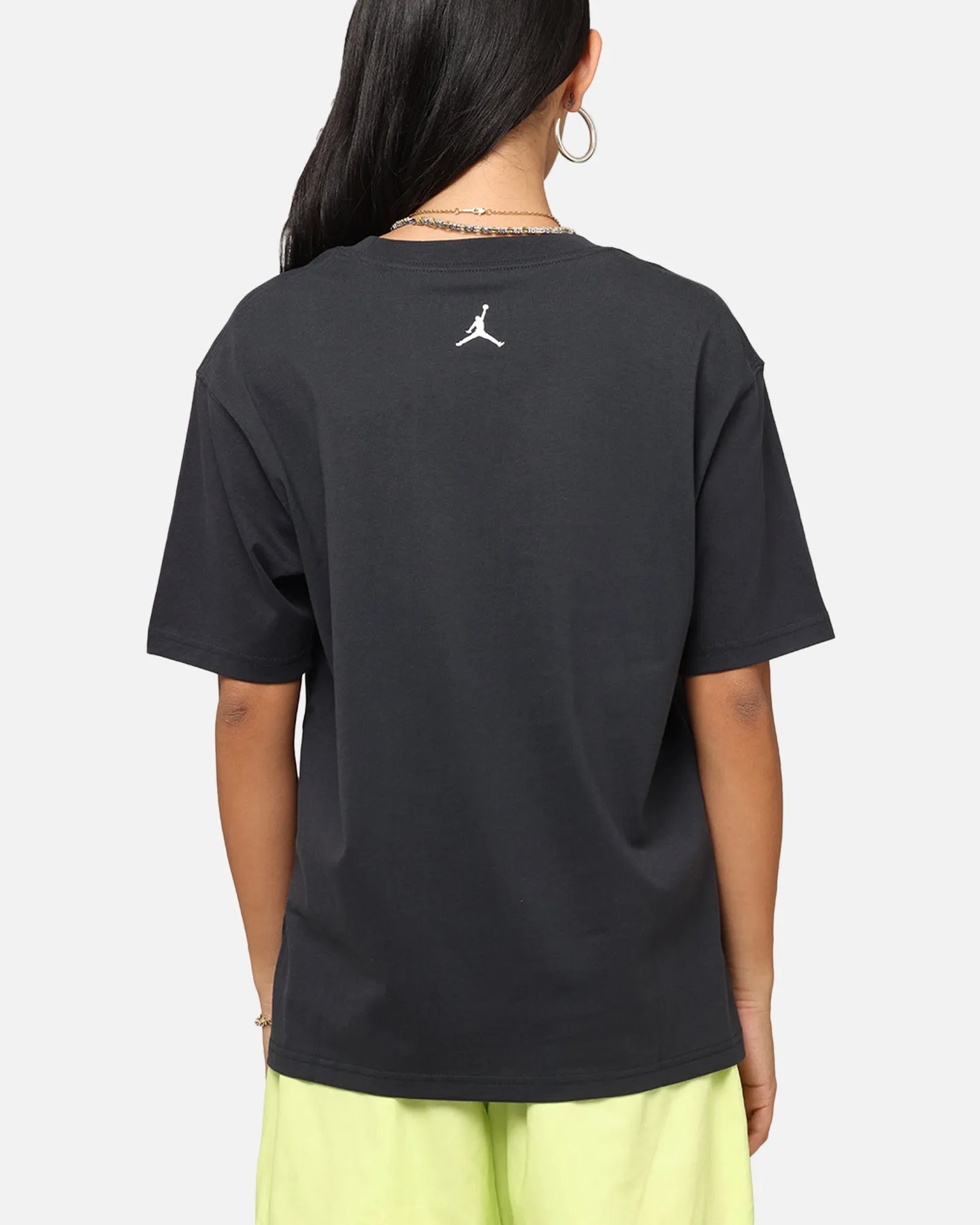 Non Fading Material Lightweight Style Jordan Women's Graphic Metallic T-Shirt Off Noir