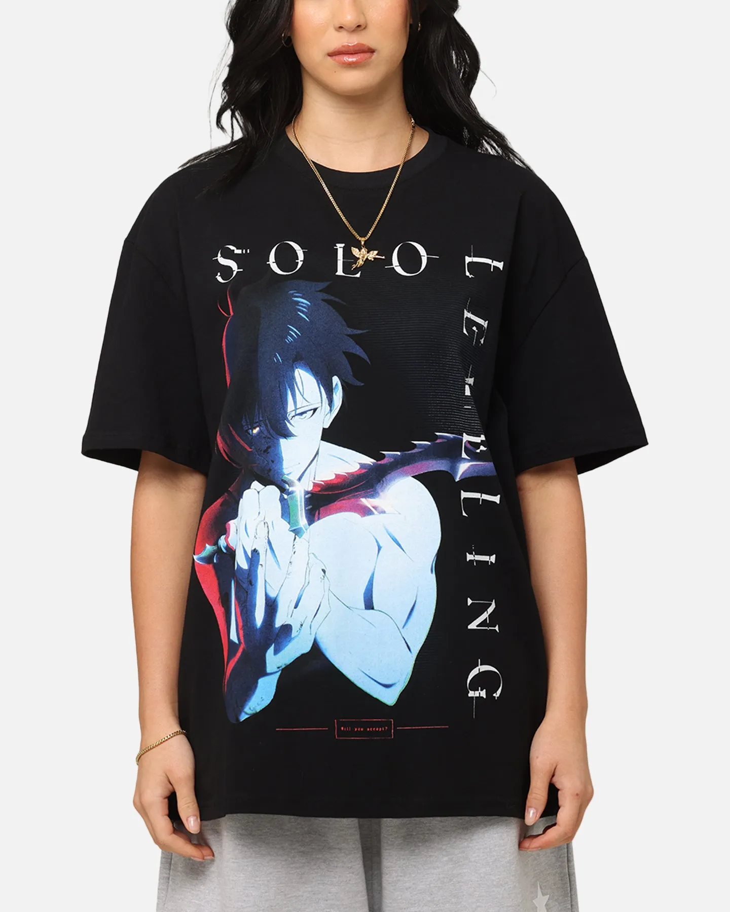 Goat Crew X Solo Leveling Solo Leveling Heavy T-Shirt Black Urban Style Trend Pre Shrunk Fabric