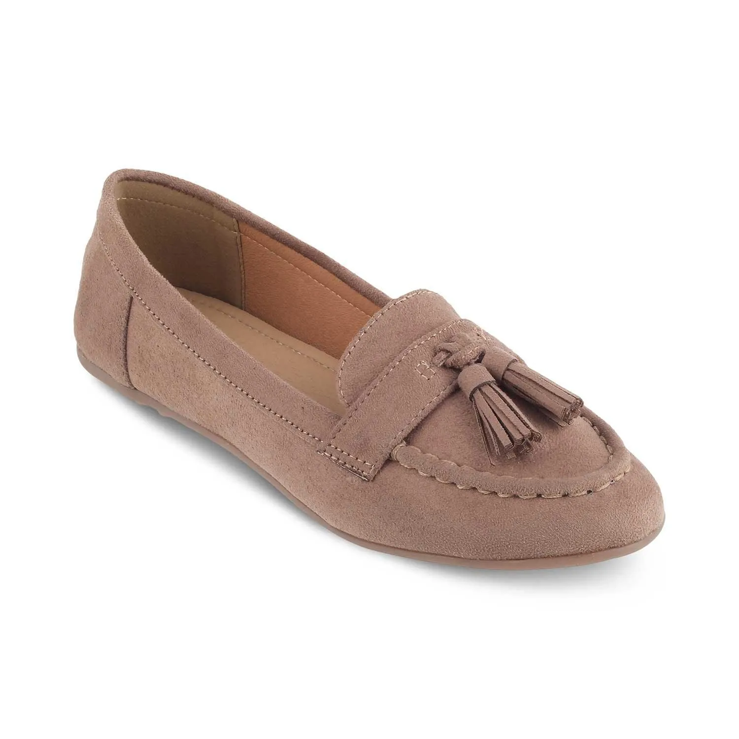 Tresmode Jonum Beige Women's Dress Tassel Loafers Low Cut Versatile Walking Shoes