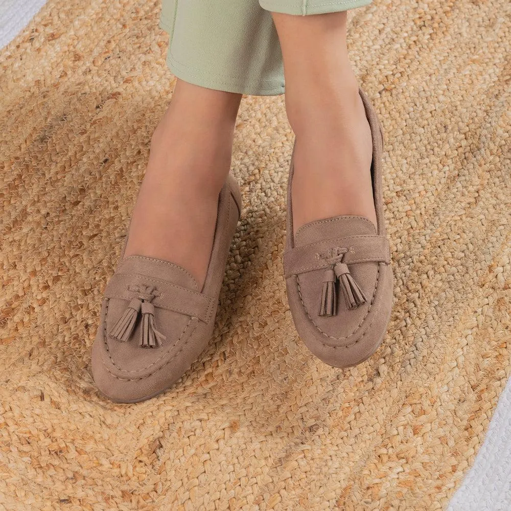 Tresmode Jonum Beige Women's Dress Tassel Loafers All-day Walking Shoes